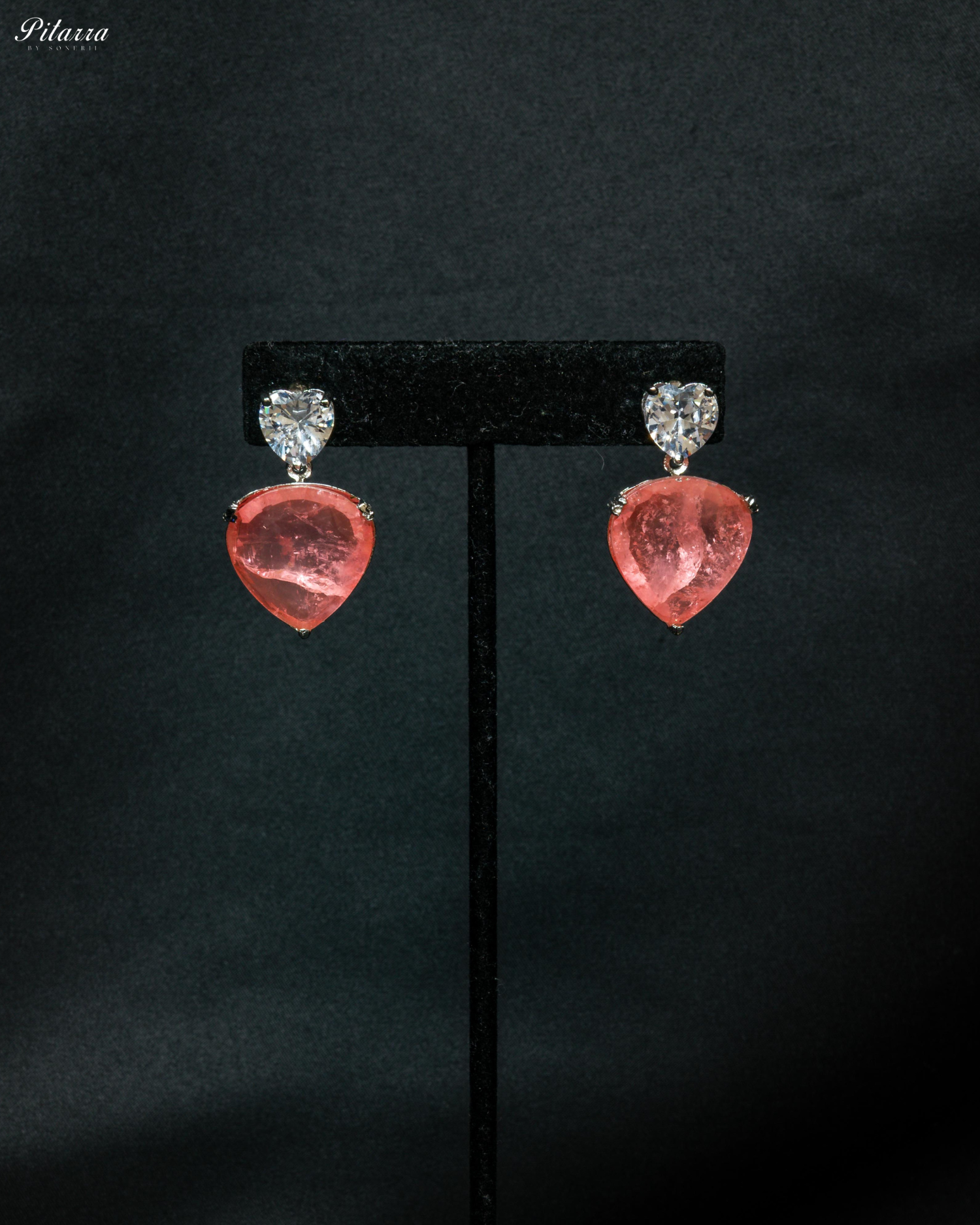 Peach Drop Stone Centred CZ Necklace Set