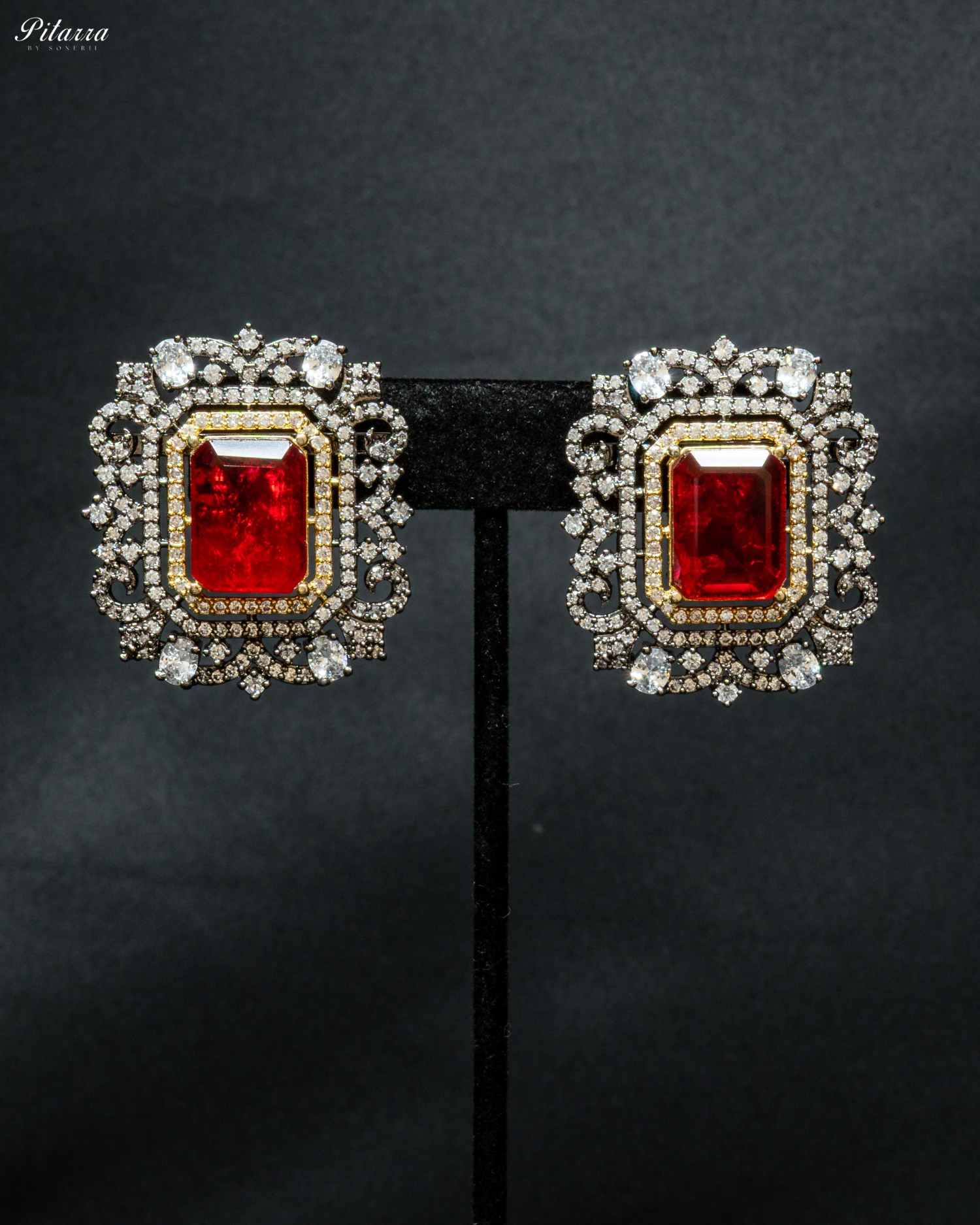 Red Stone Doublet Pearl Choker Set