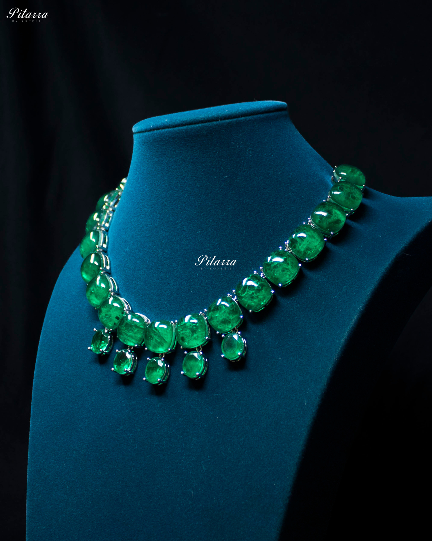 Emerald Drop Style Statement Crystal Necklace Set