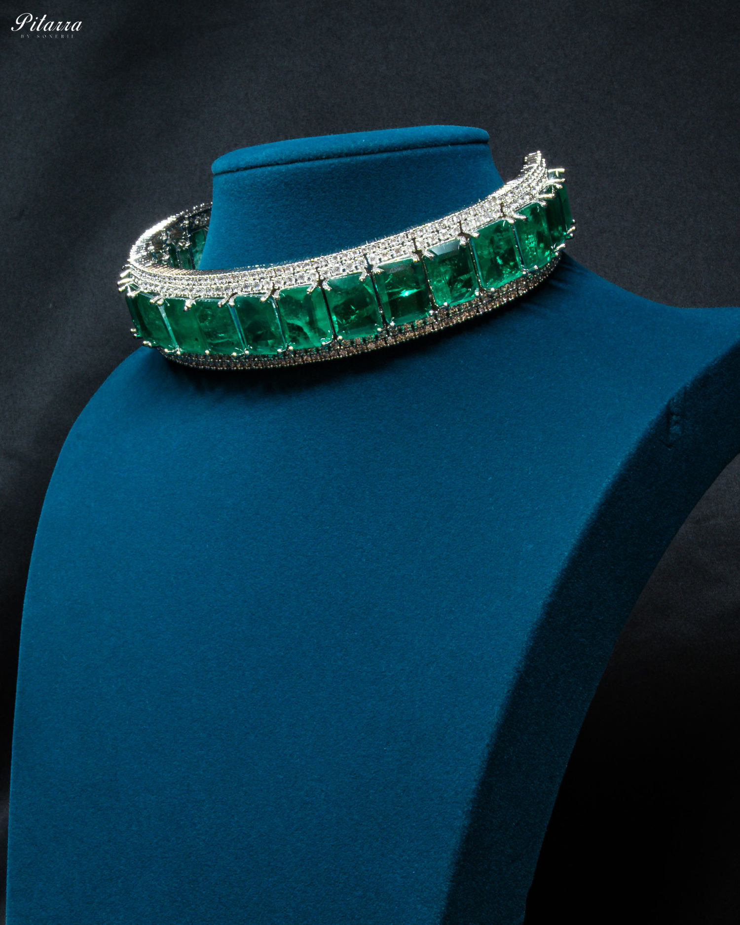 Premium Green Stone Silver Doublet Choker