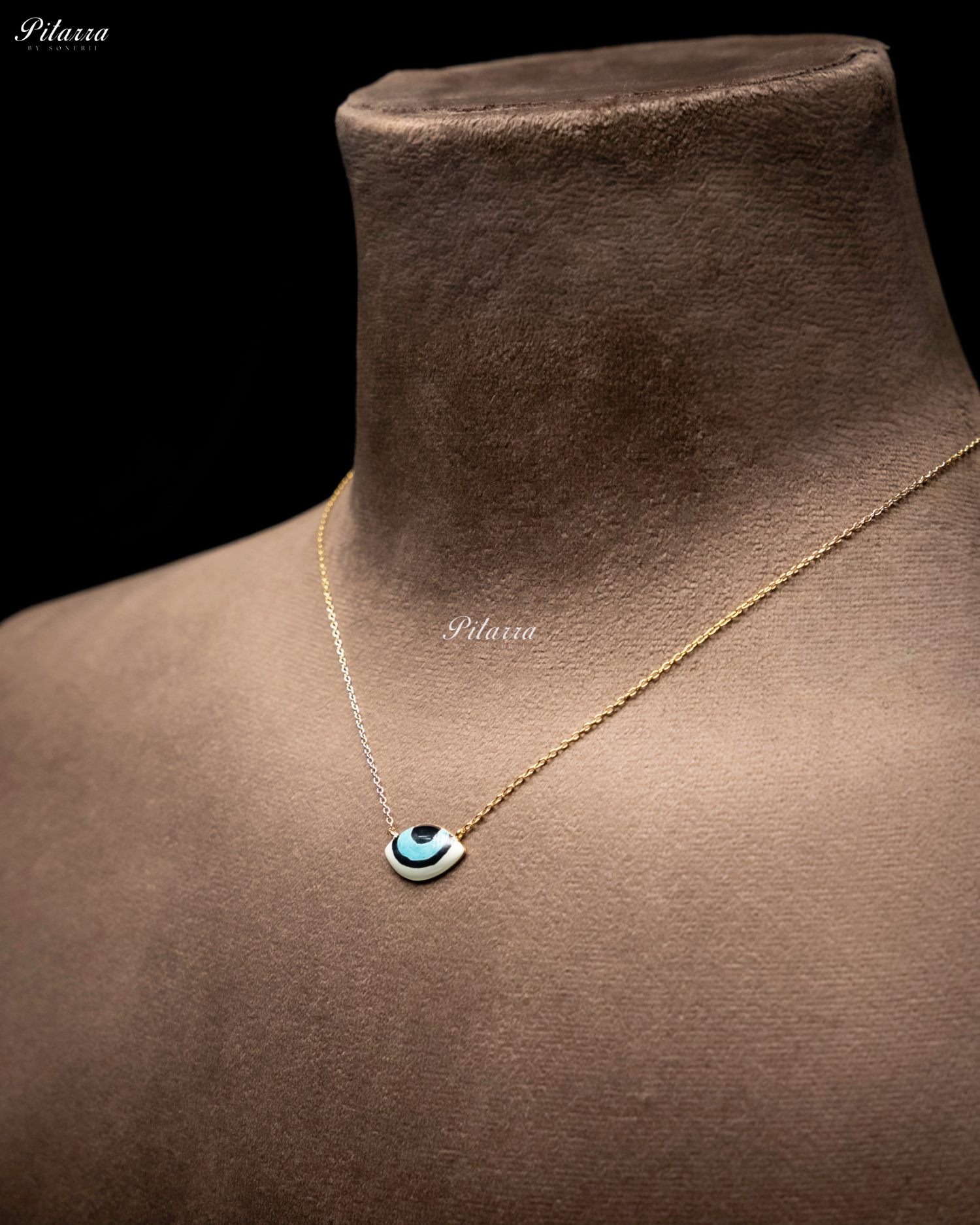 Blue Evil Eye Gold Chain 92.5 Silver Necklace Set