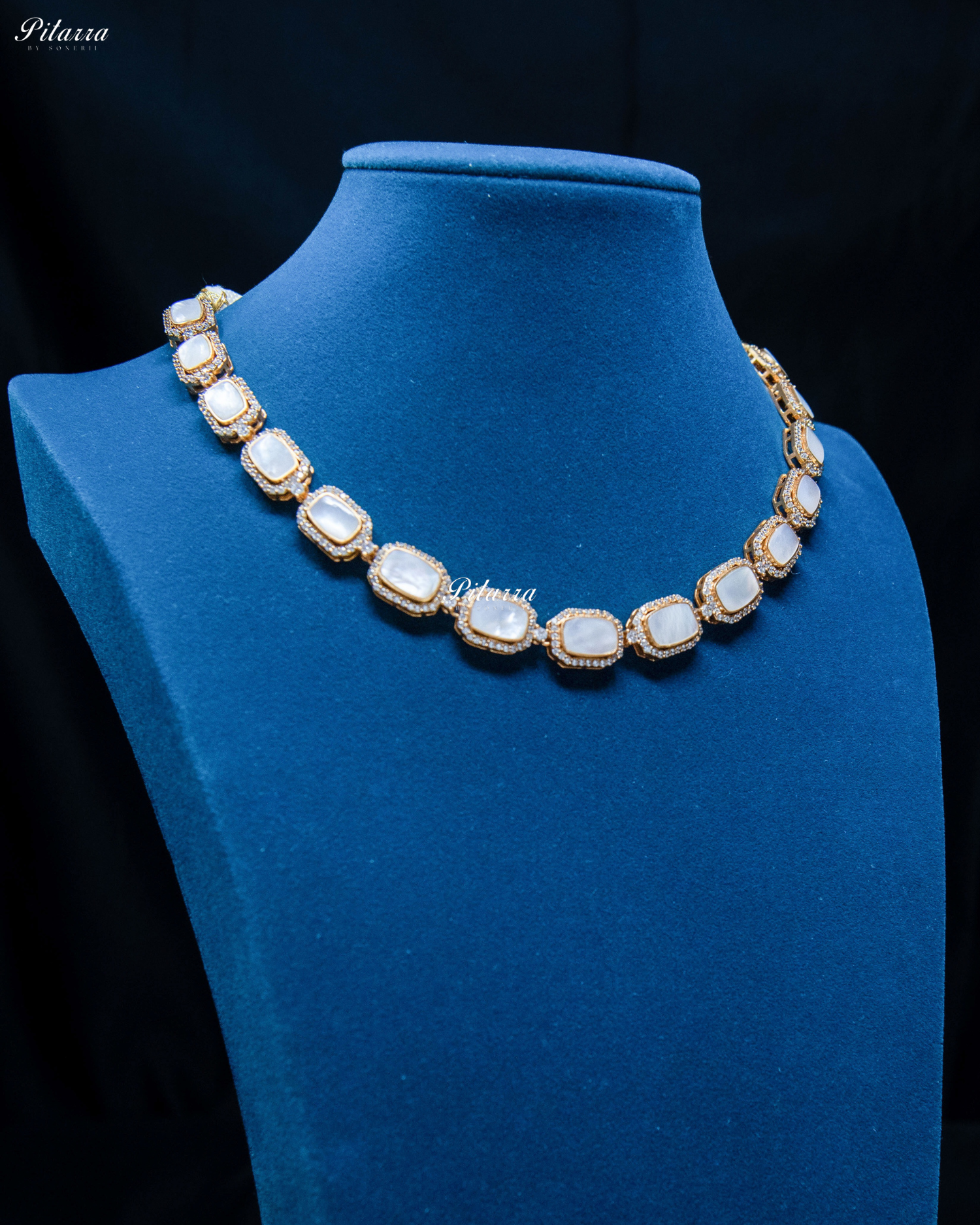 Single Line Moissanite Polki Necklace Set