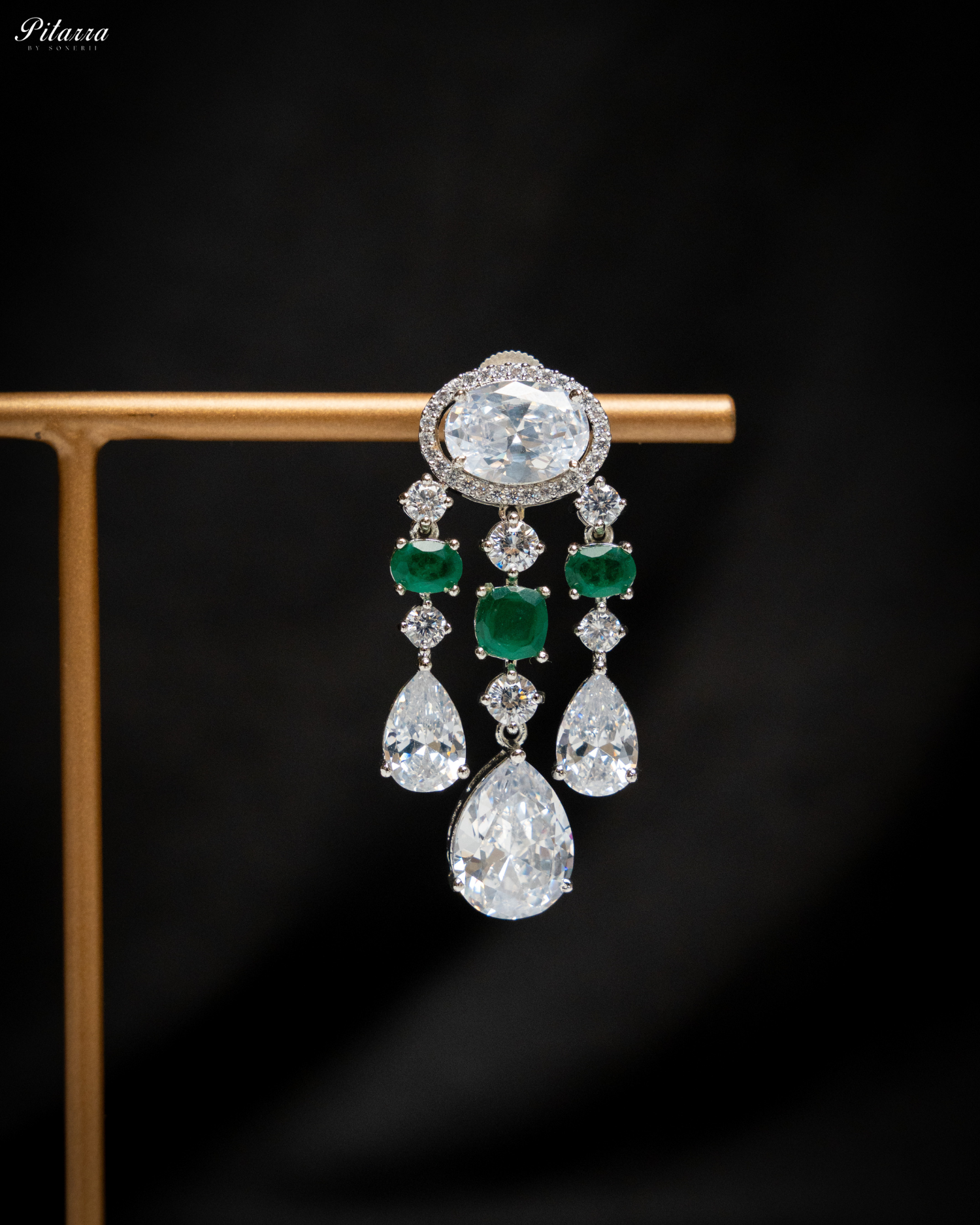 Emerald Zirconia Danglar Earrings