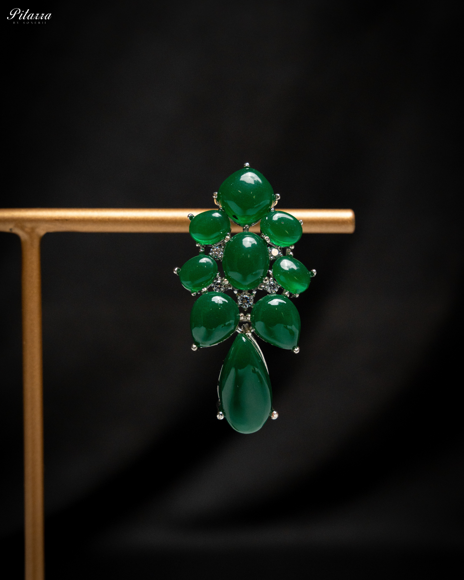 Green Doublet Drop Earrings