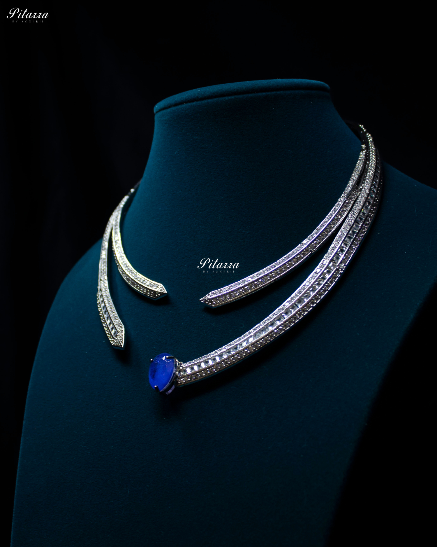 Blue Stone CZ Crystal Choker Set