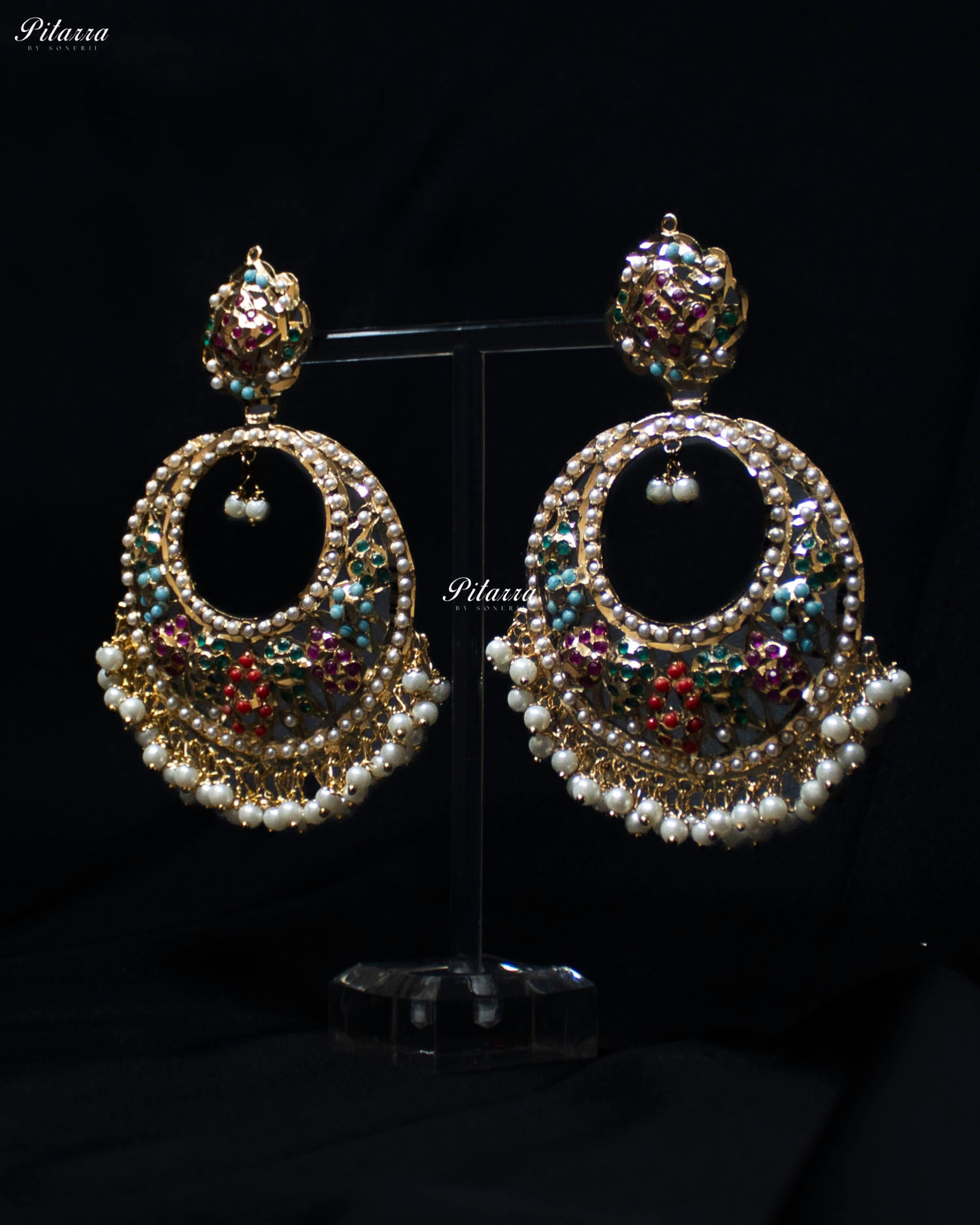 Fine Gold Plated Multicolored Chandbali Earrings