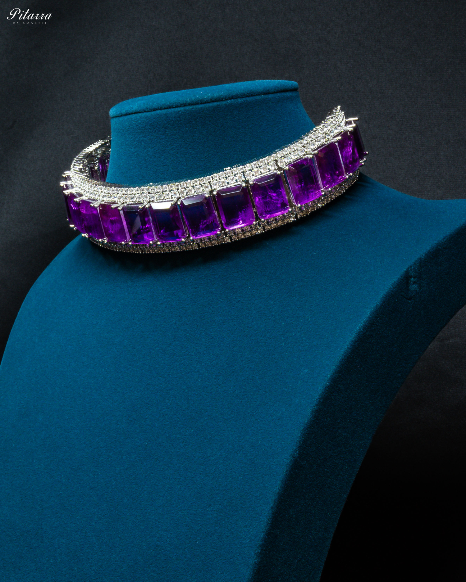 Premium Purple Stone Silver Doublet Choker