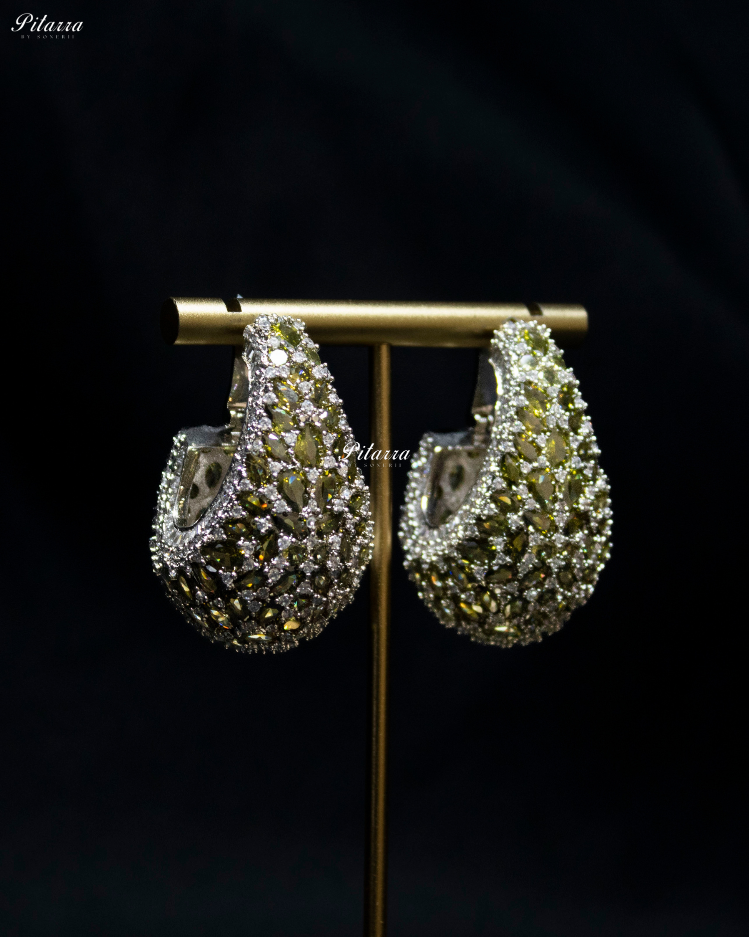 Peridot Teardrop CZ Stud Earrings