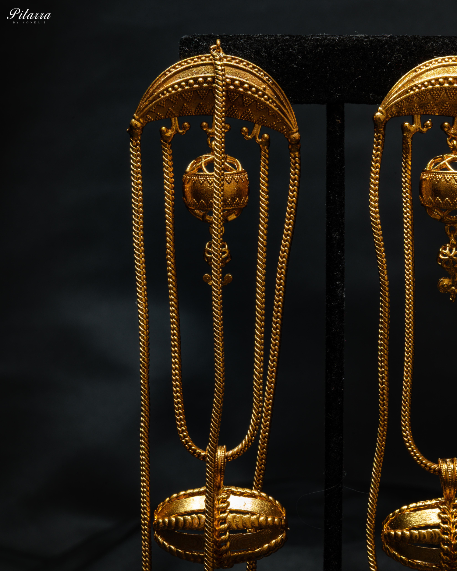 Golden Antique Indian Long Dangler Earrings