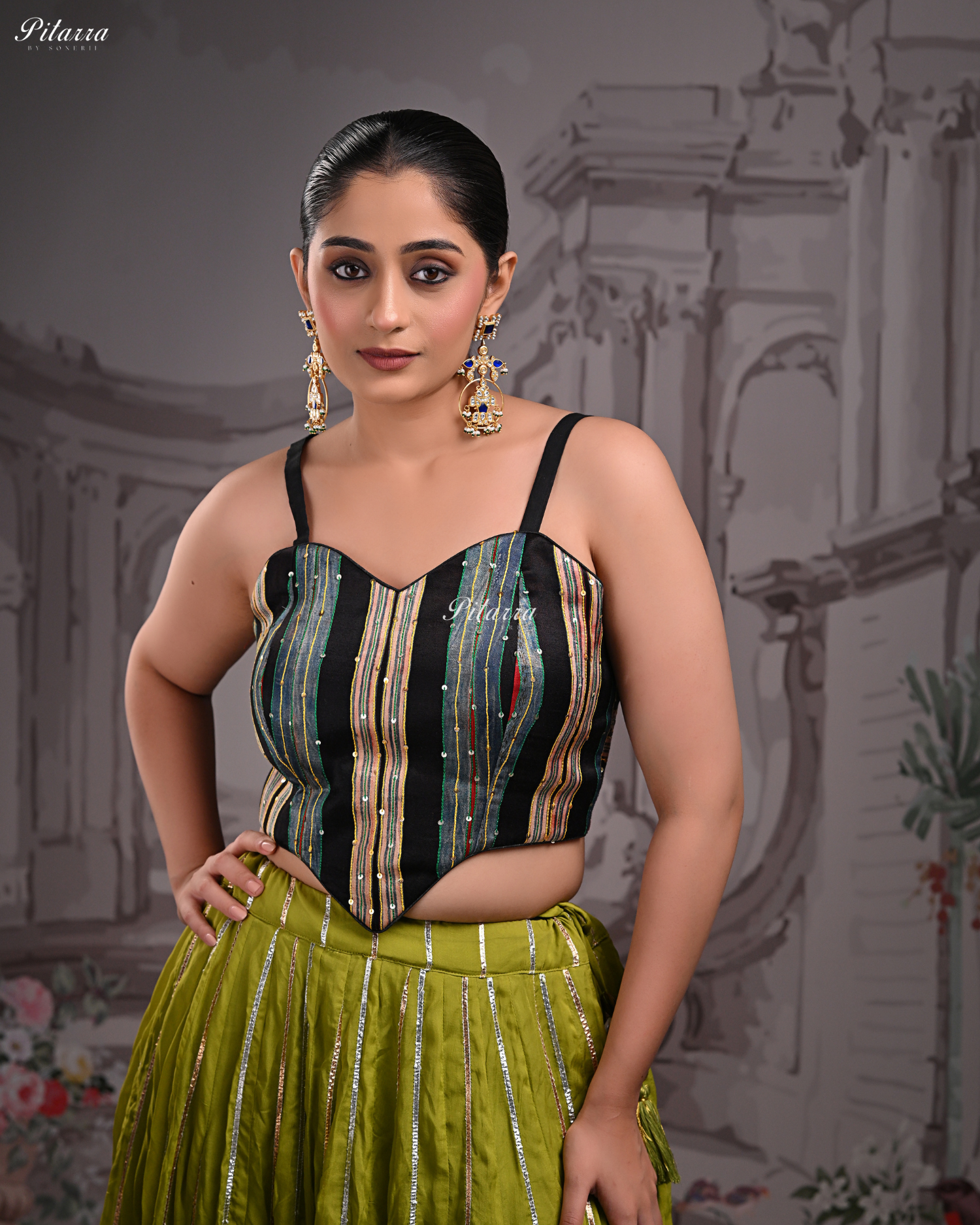 Gold Finish Polki Kundan Dangler Earrings