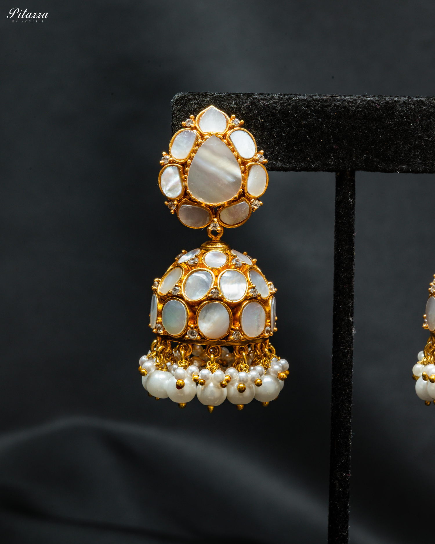 White Pearls Traditional Kundan Earring Set