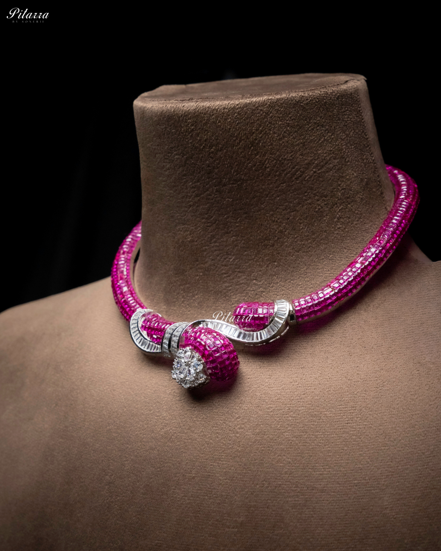 Pink Unique Style Pitarra Crystal Choker Set