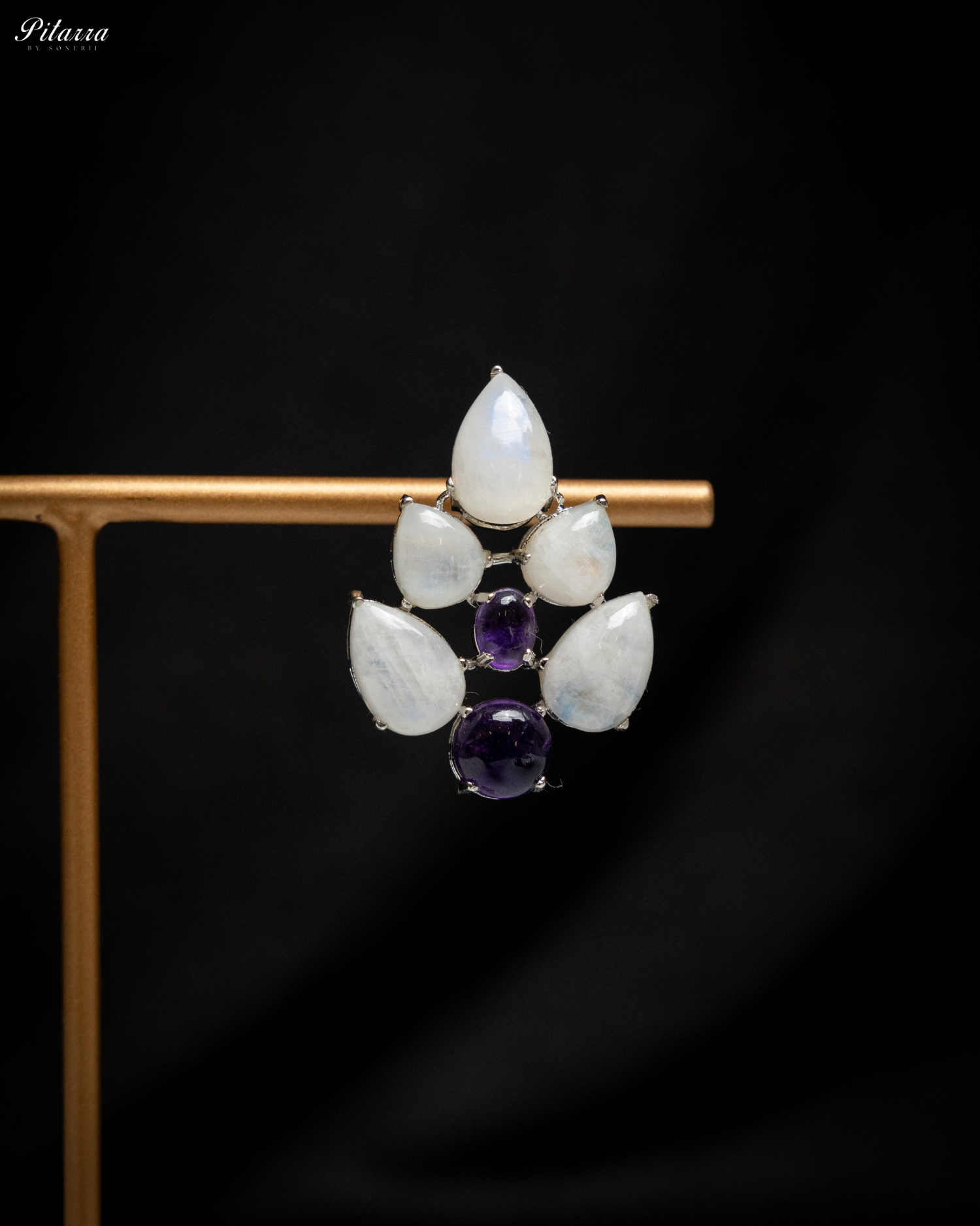White Blue Ethnic Stud Earrings