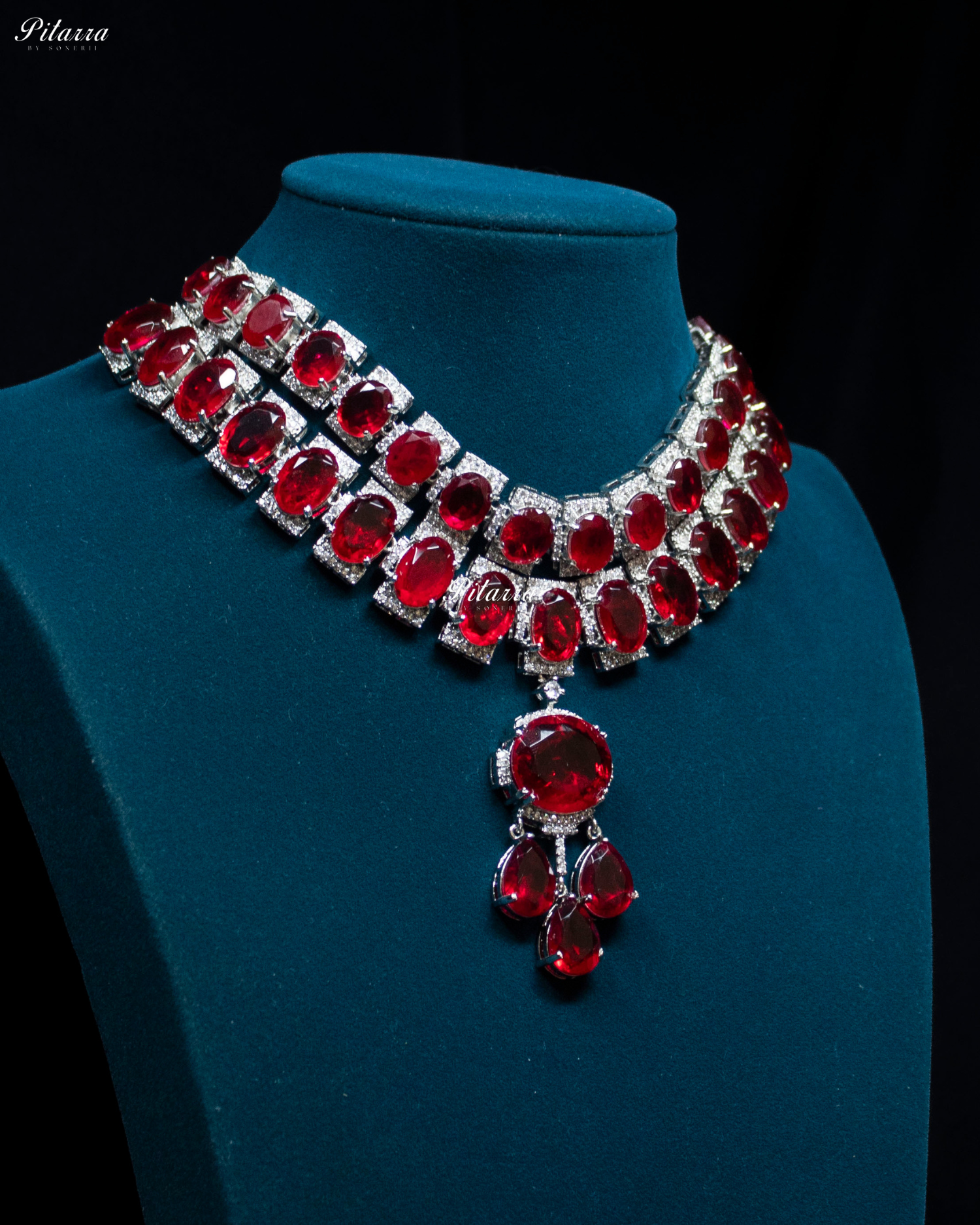 Red Imperial Cubic Zirconia Necklace Set