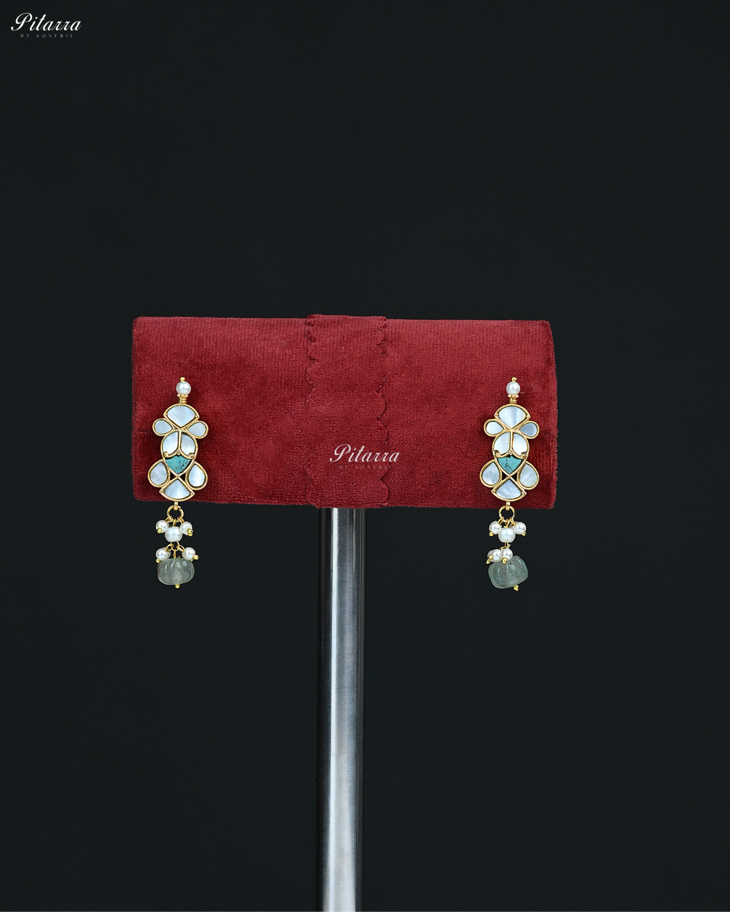 Green Beads Gold Finish Traditional Kundan Choker Set