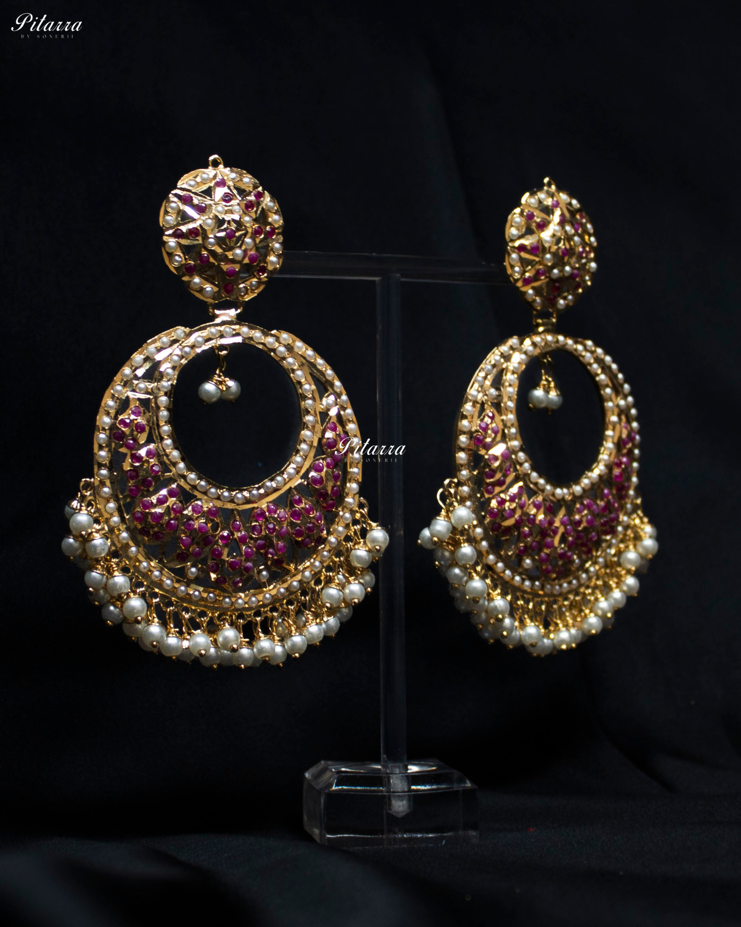 Fine Gold Plated Pink Chandbali Earrings