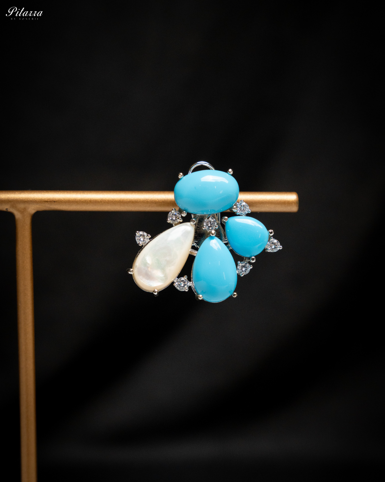 Silver Turquoise Stone Stud Earrings