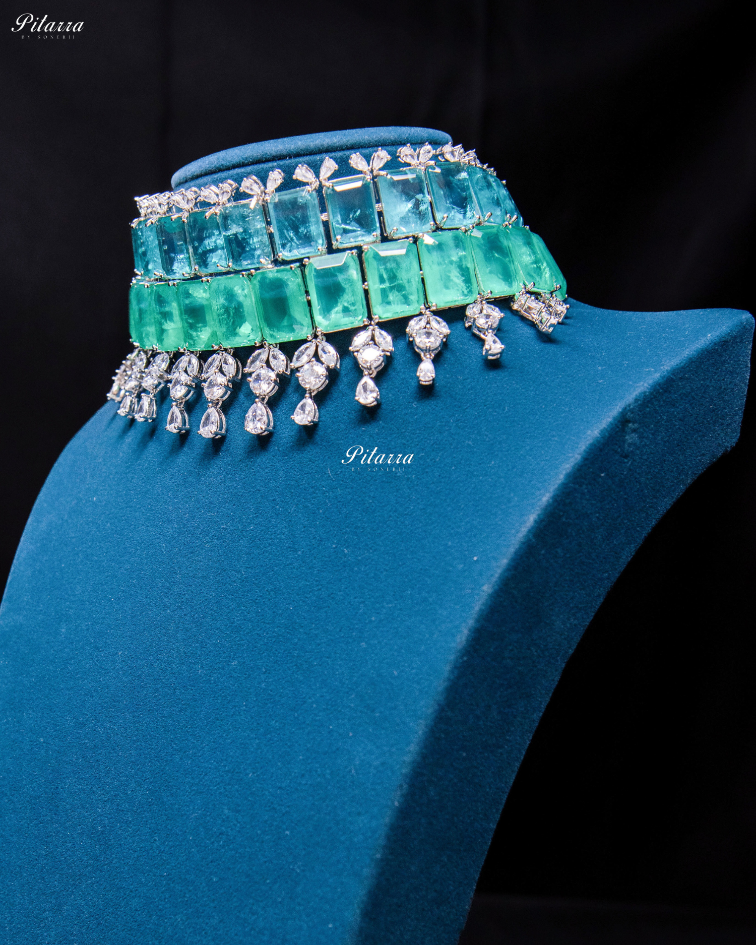 Square Two Tone Doublet Statement Choker Necklace Set