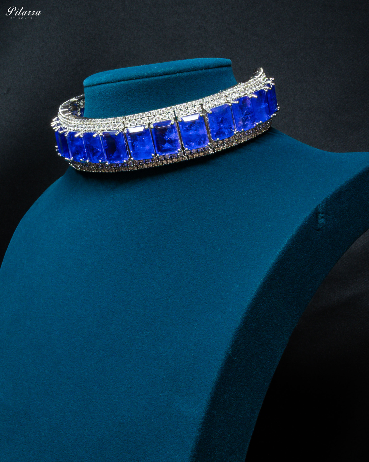 Premium Blue Stone Silver Doublet Choker