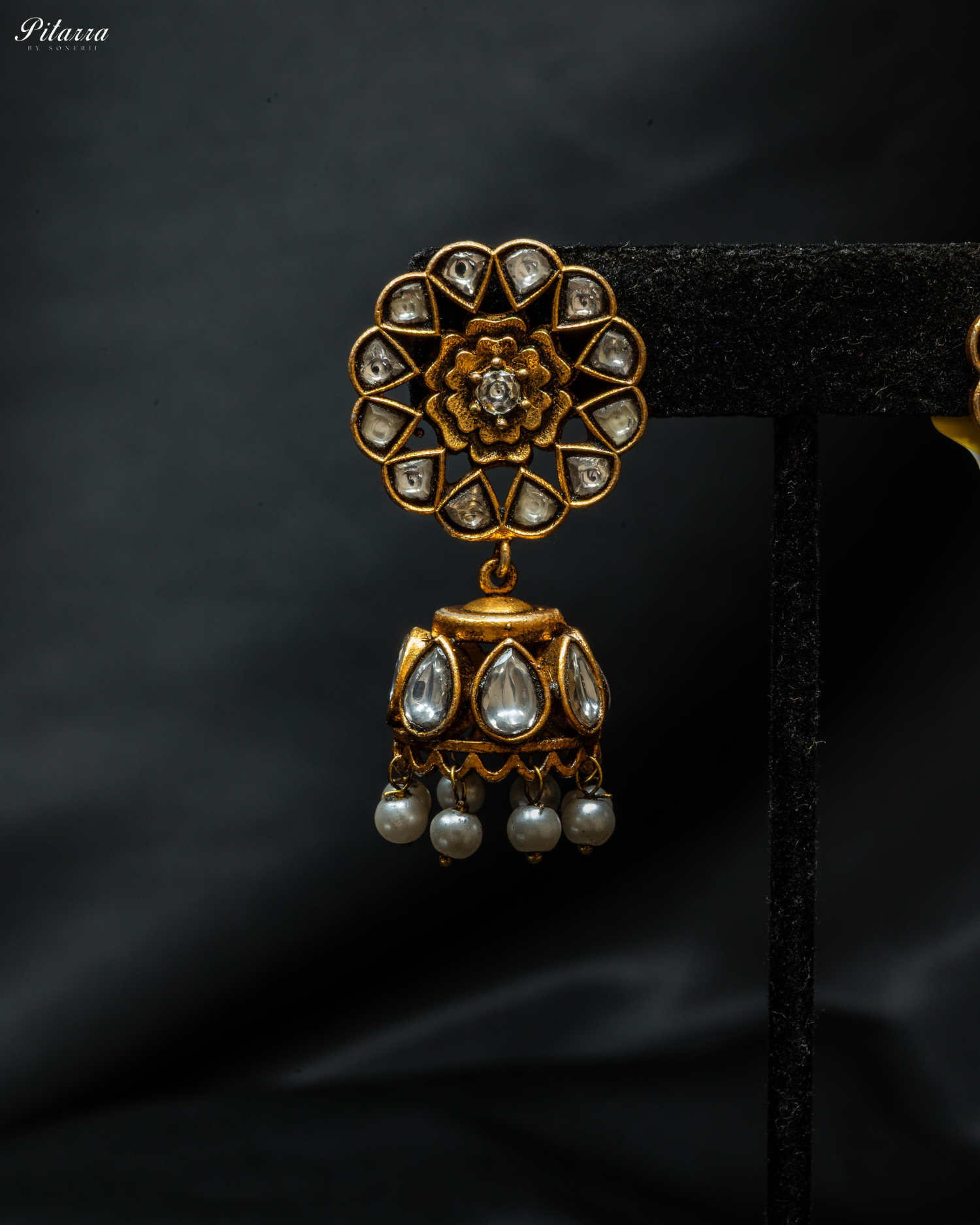 Elegant Floral Moissanite Traditional Kundan Jhumka