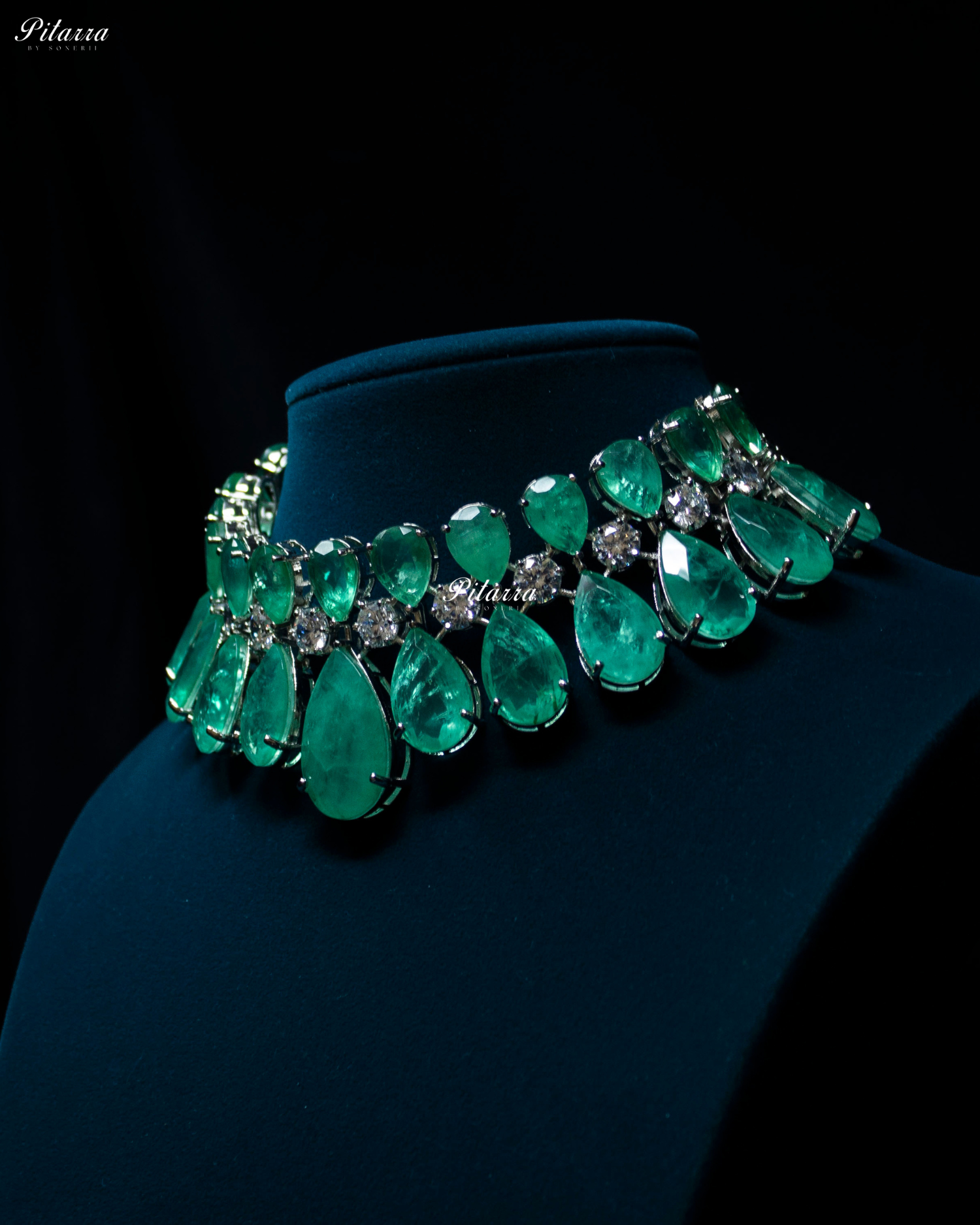 Mint Green Teardrop Victorian Crystal Necklace Set