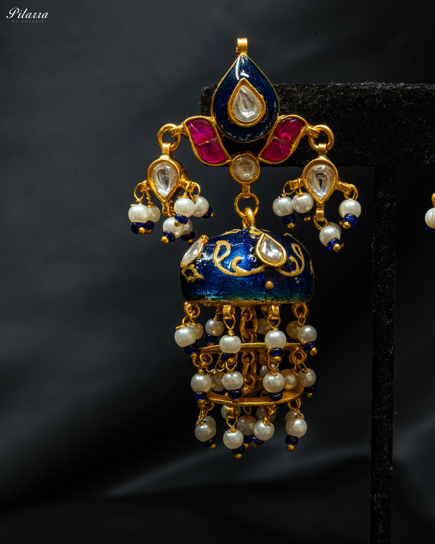 Indian Traditional Golden Meenakari Kundan Earrings