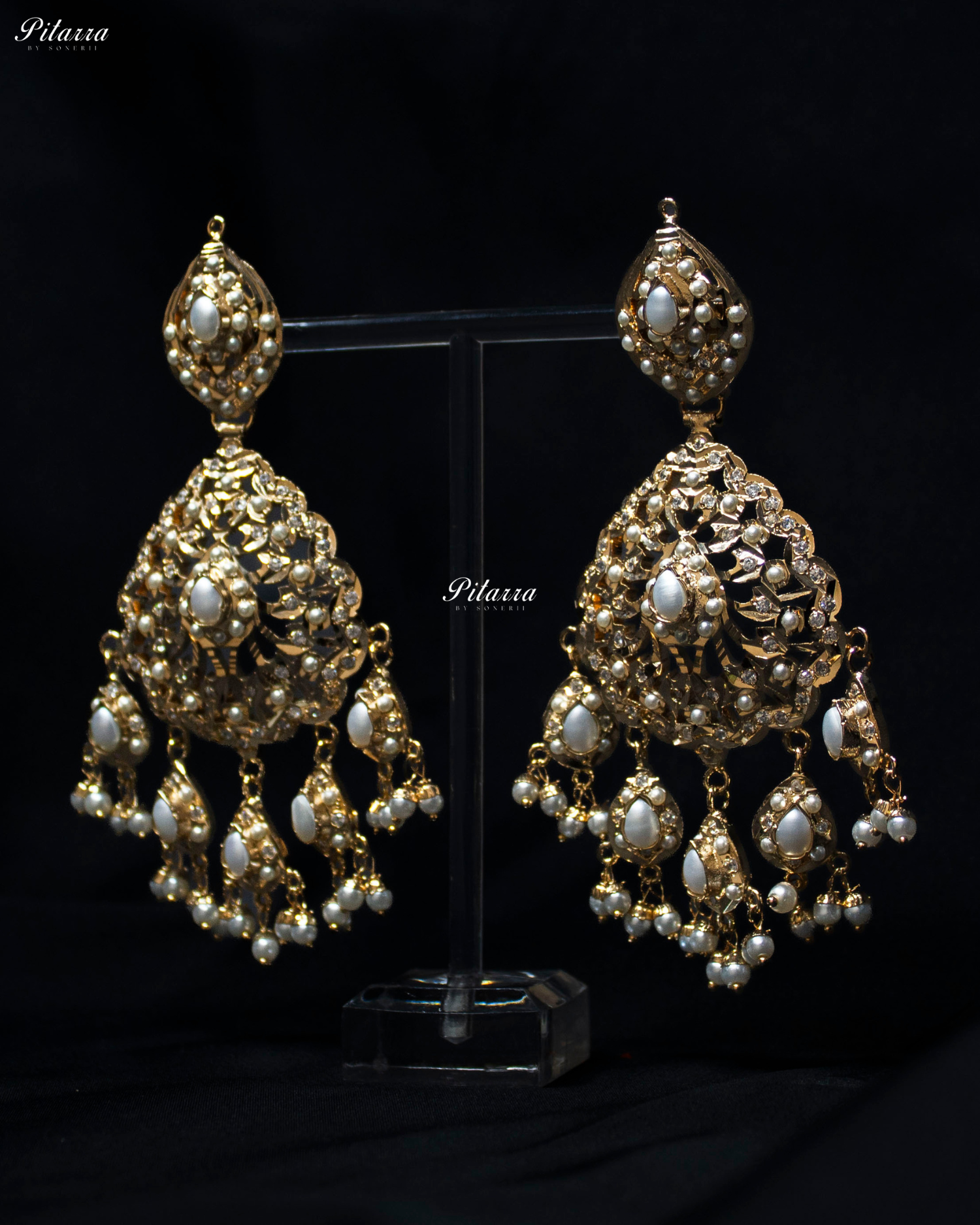 White Studed Handcrafted Chandbali Earrings