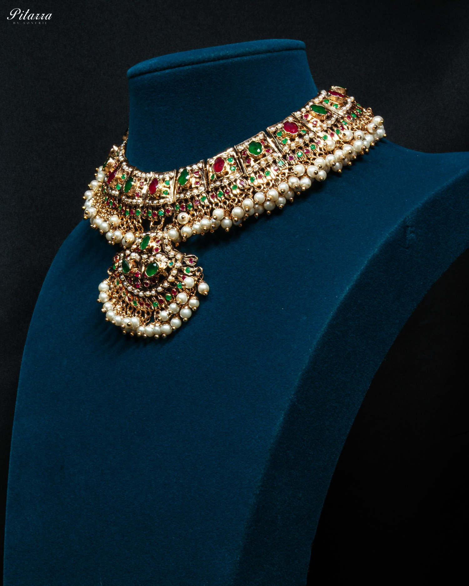 Multicolor Stones Punjabi Jadau Necklace Set