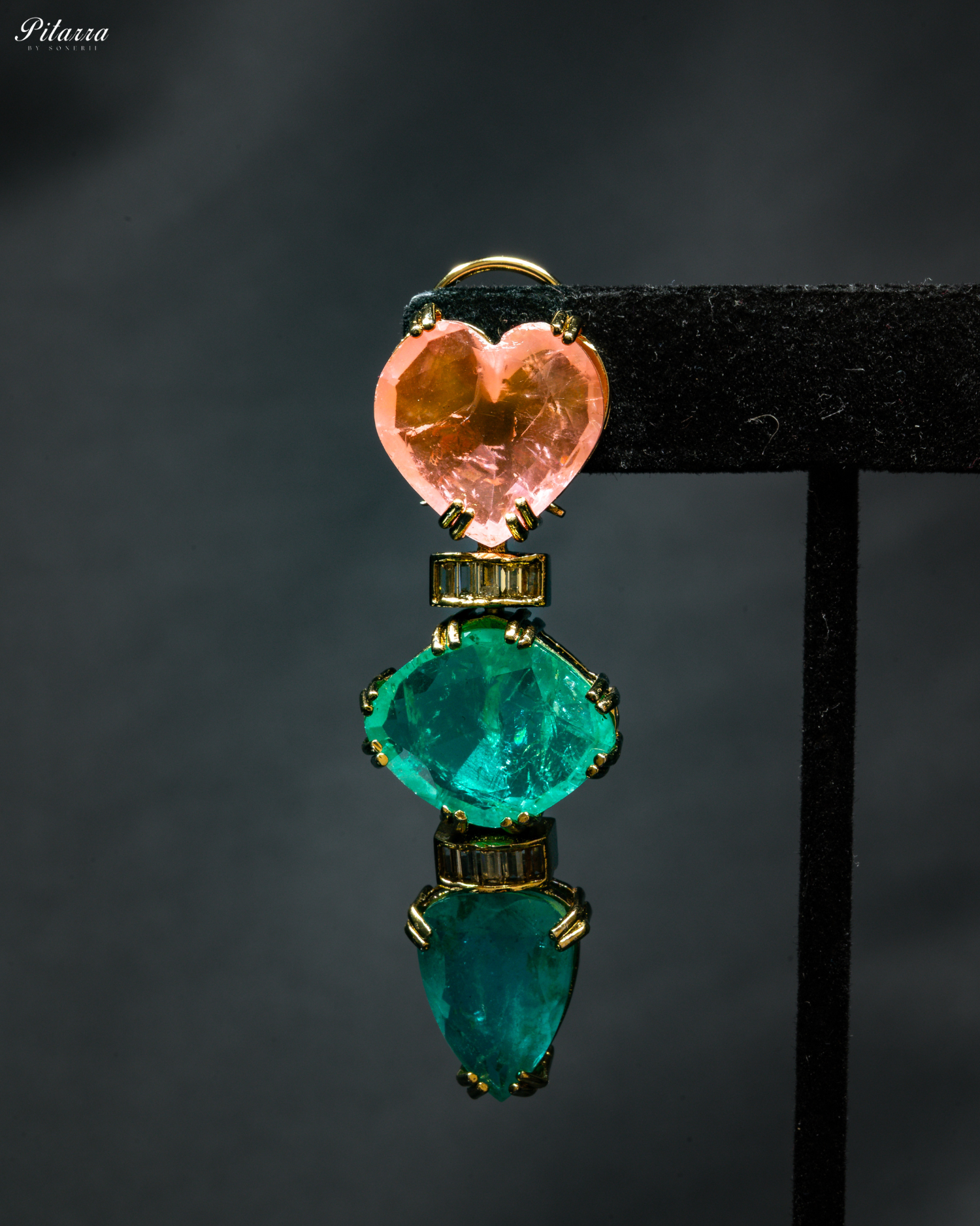 Peach and Aqua Crystal Dangler Earring