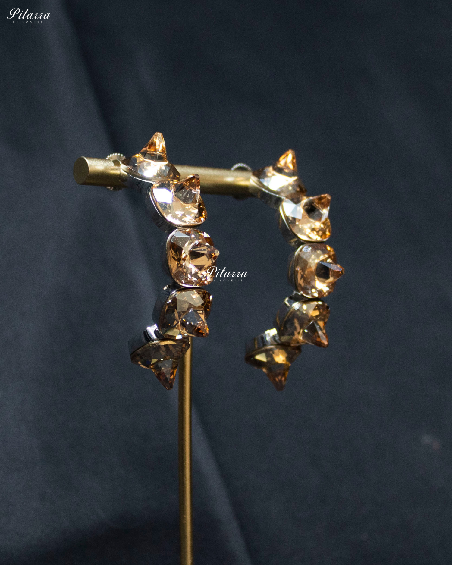 Yellow Stone Pyramid Cut Crystal Dangle Earrings