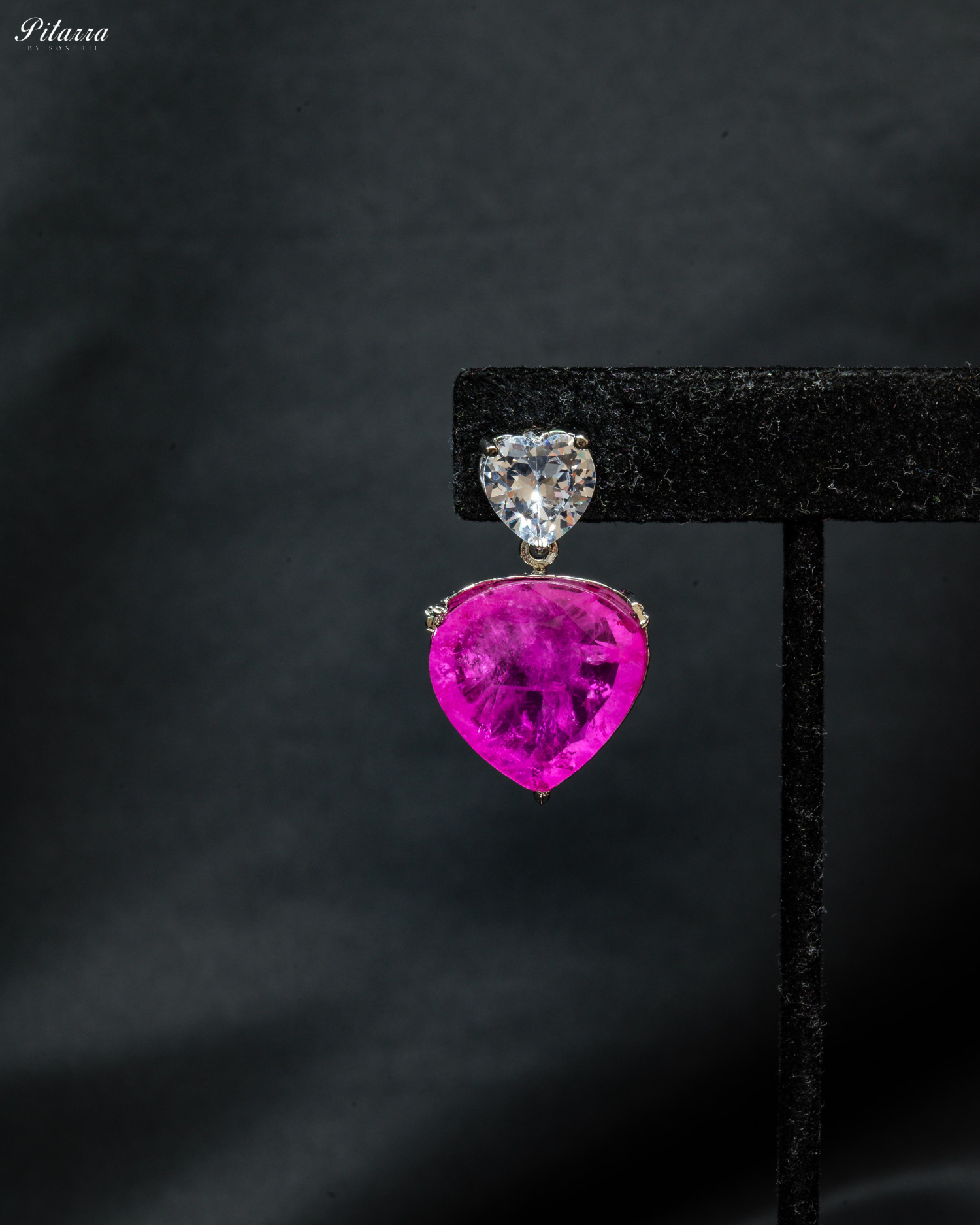Pink Drop Stone Centred CZ Necklace Set