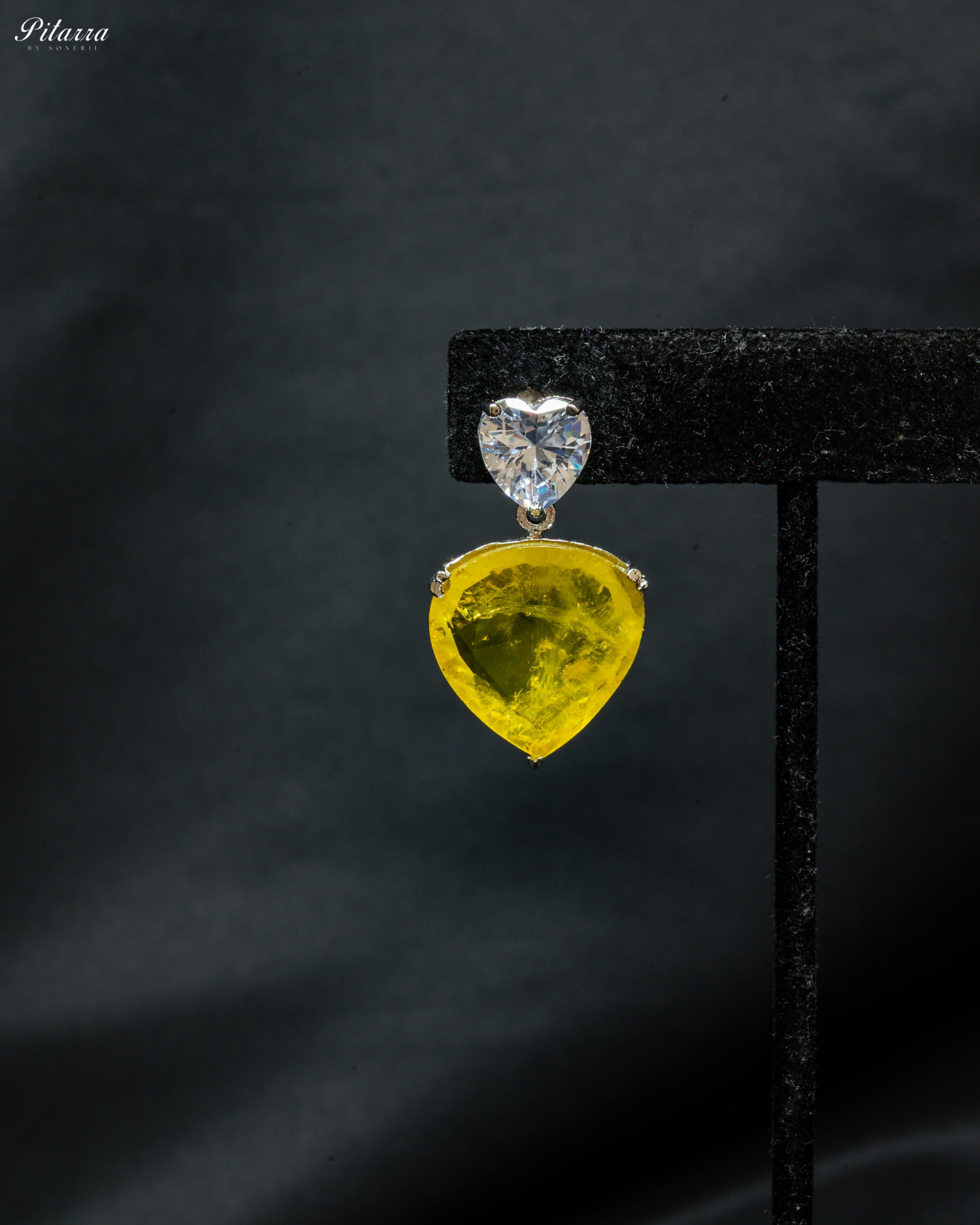Yellow Drop Stone Centred CZ Necklace Set