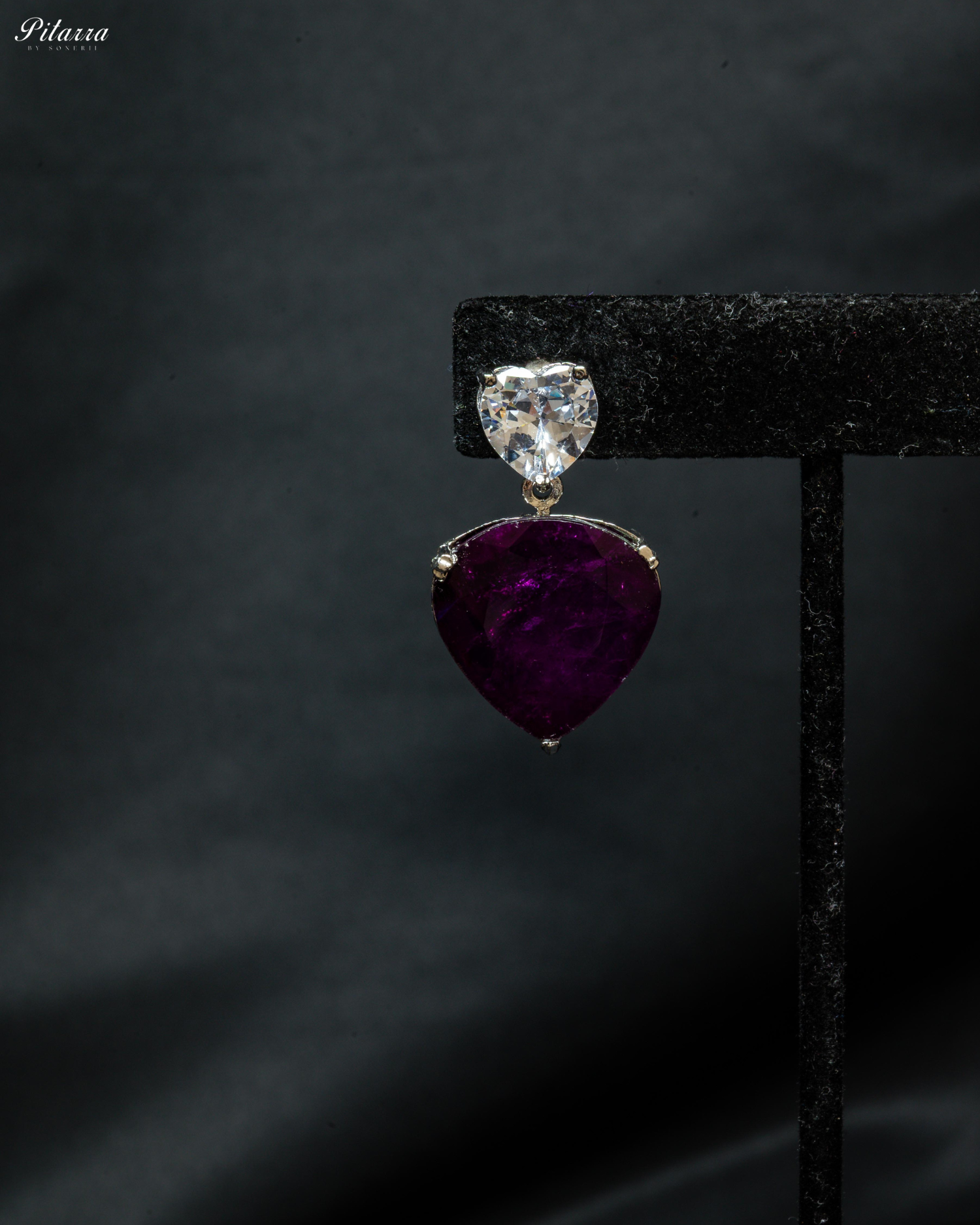 Purple Drop Stone Centred CZ Necklace Set