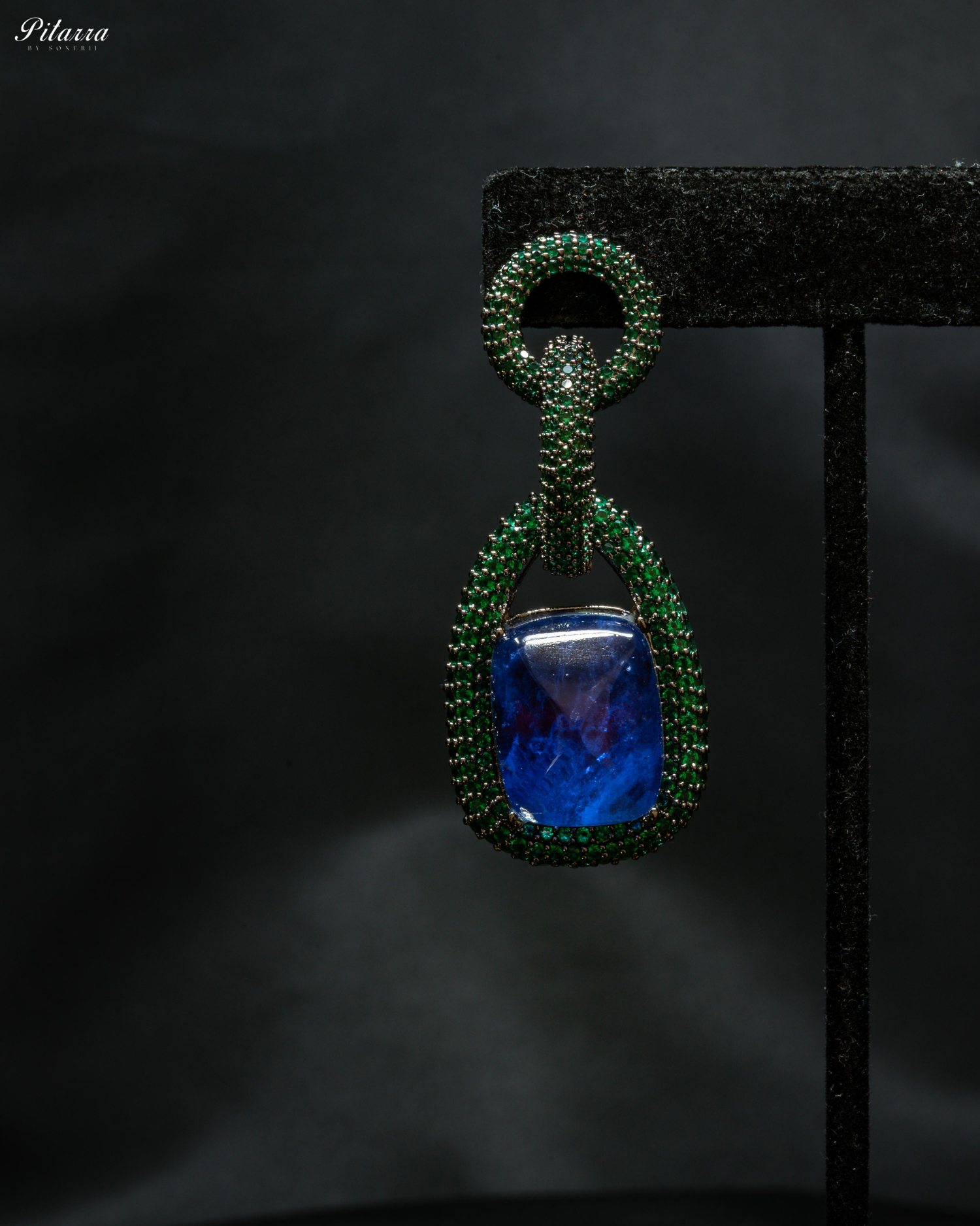 Blue Stone Green Chain CZ Necklace Set
