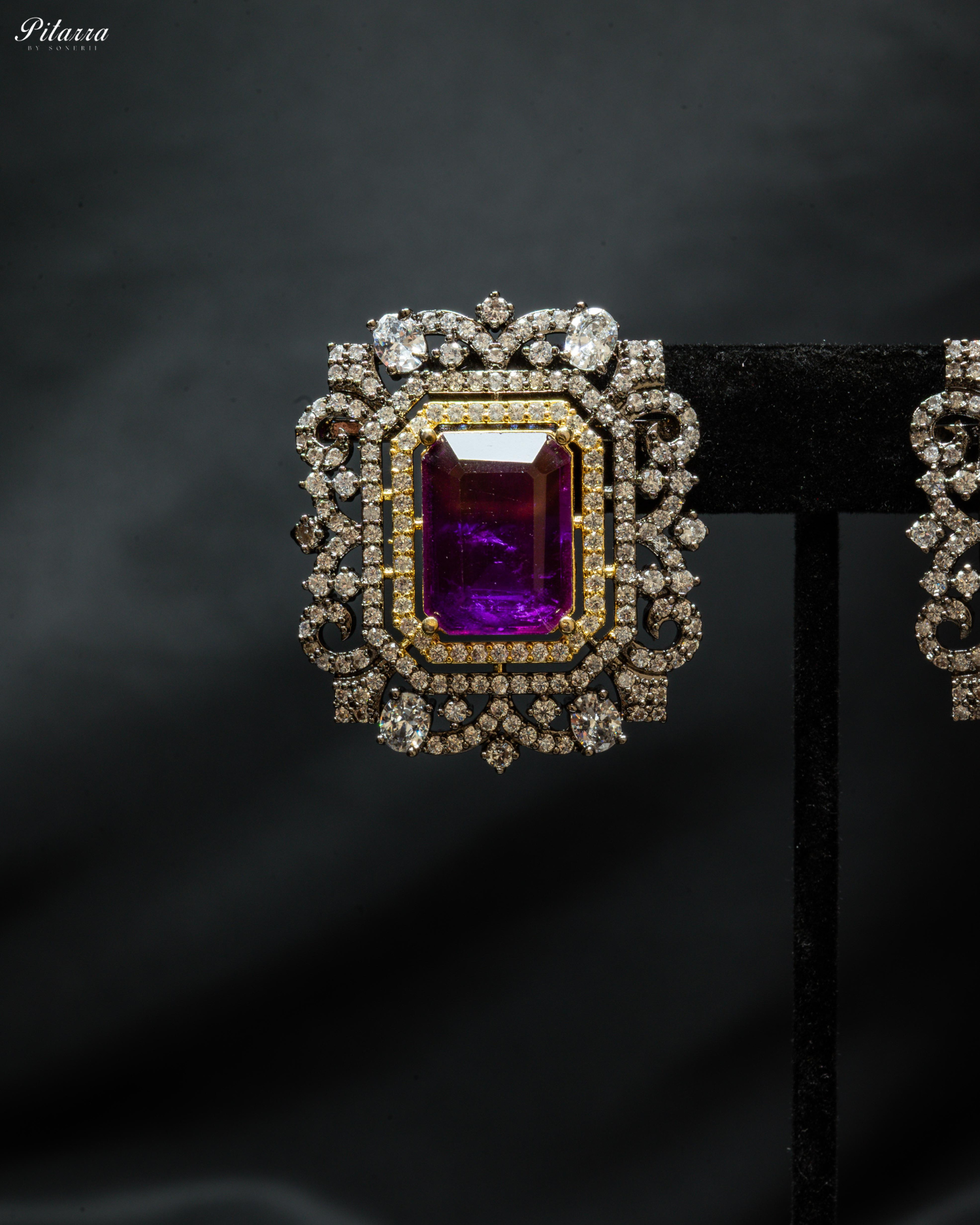 Purple Stone Doublet Pearl Choker Set