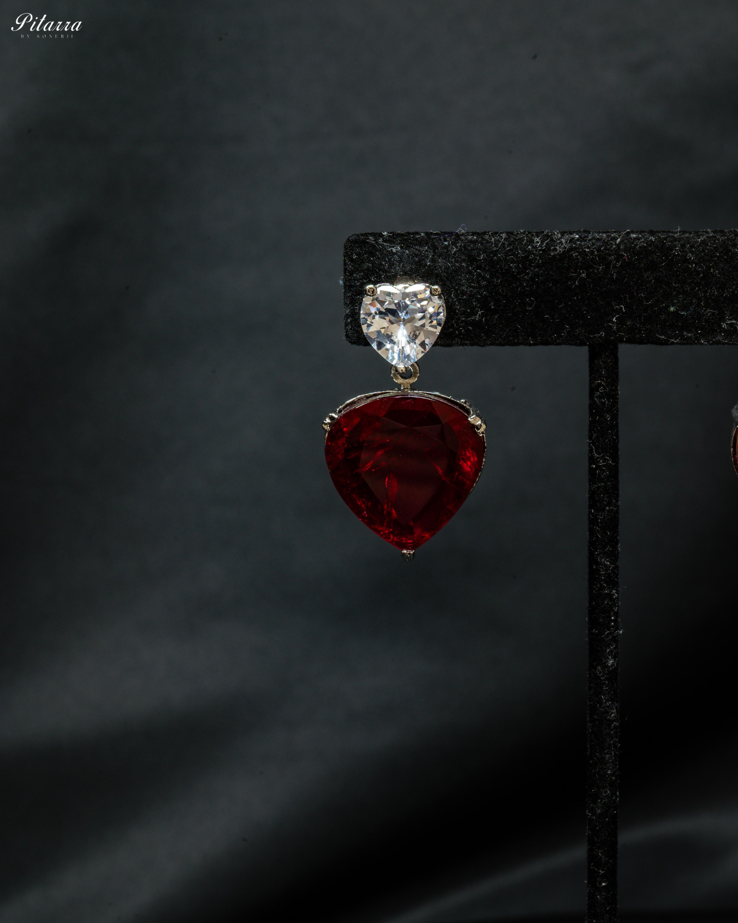Red Drop Stone Centred CZ Necklace Set