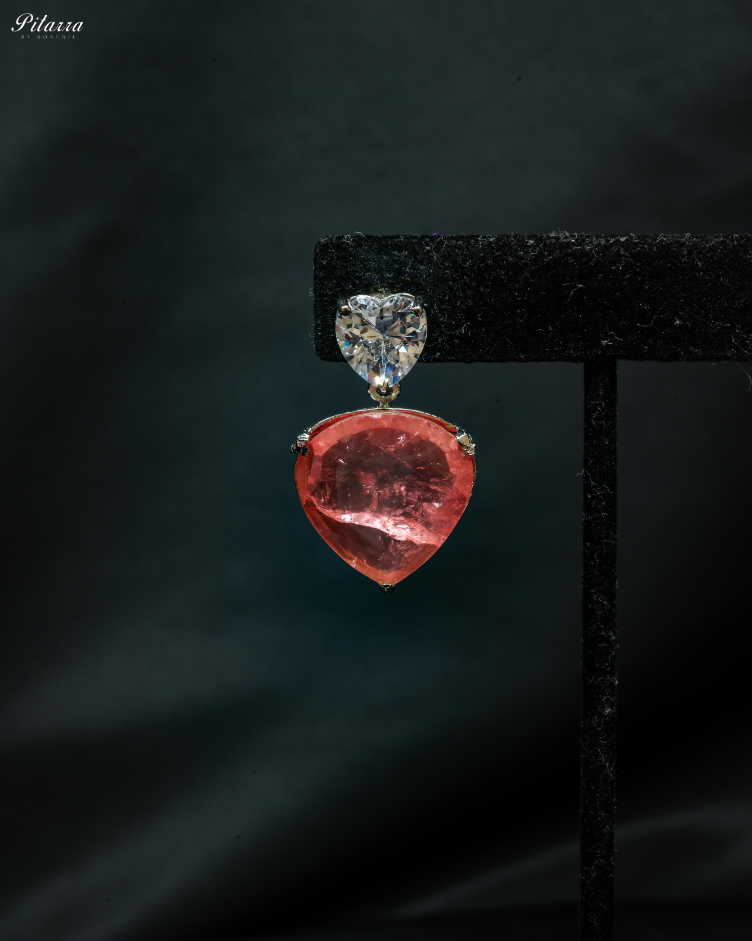 Peach Drop Stone Centred CZ Necklace Set