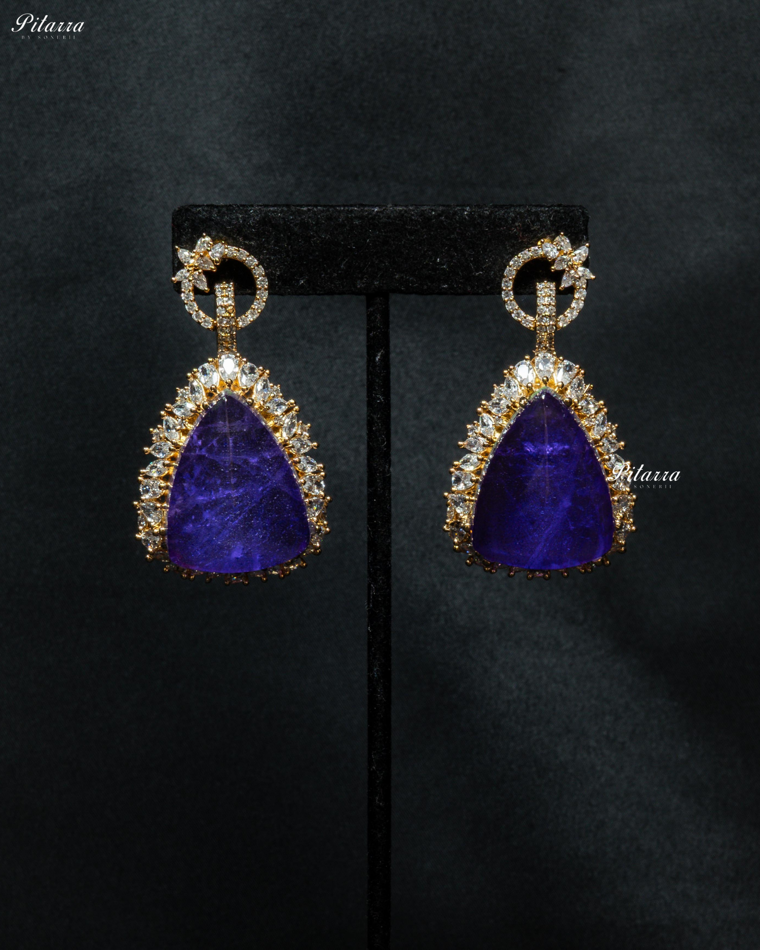 Golden Multilayered Blue Stone Statement Pendant Chain Choker