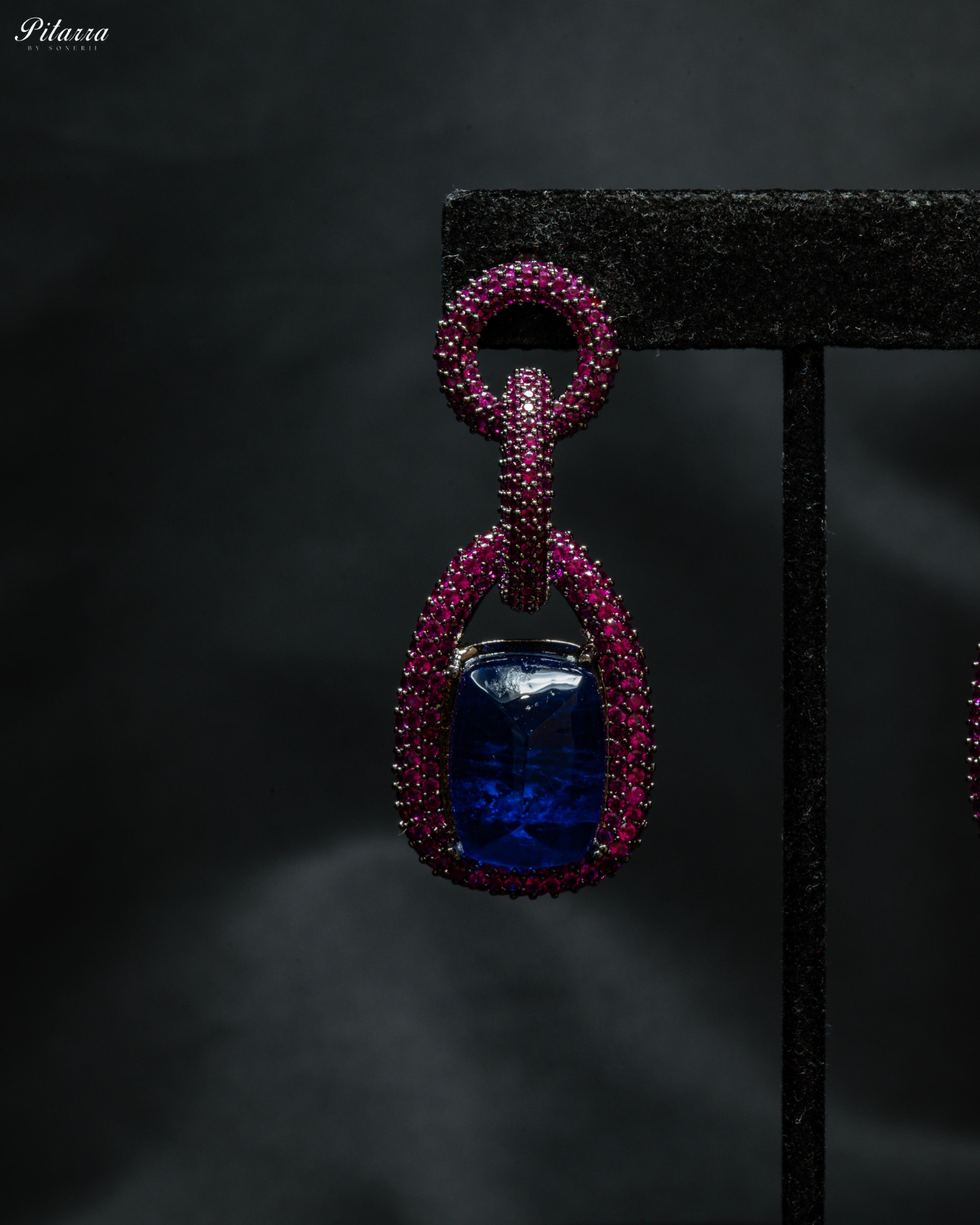 Blue Stone Pink Chain CZ Necklace Set