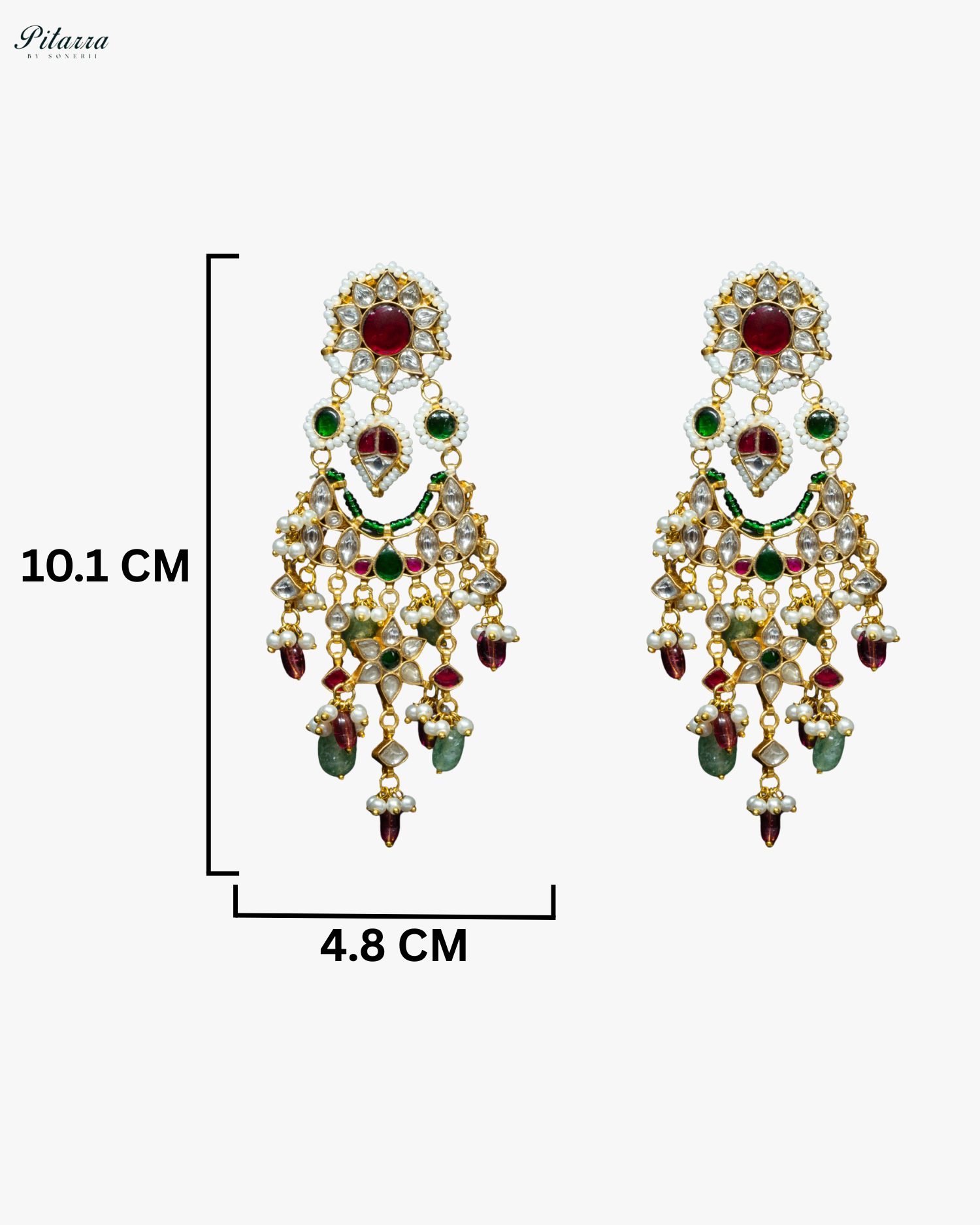 Classic Red and White Kundan Chandbali Earrings