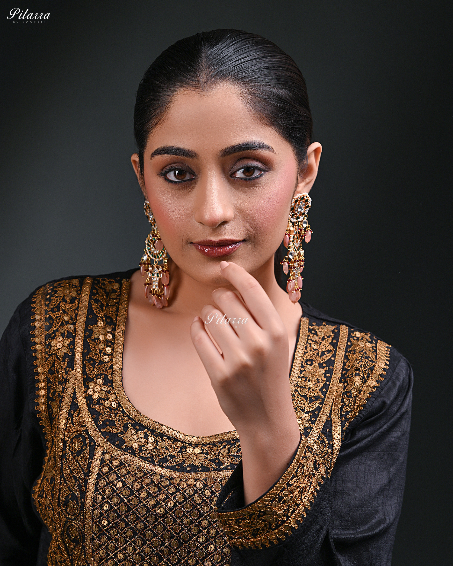 Gold Plated Pearl Multicolored Kundan Dangler Earrings