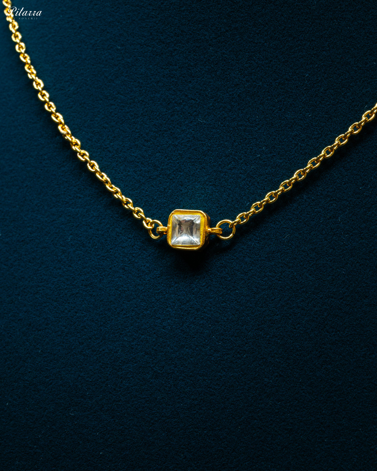 Gold-Plated Cubic Zirconia Stone Studded Necklace