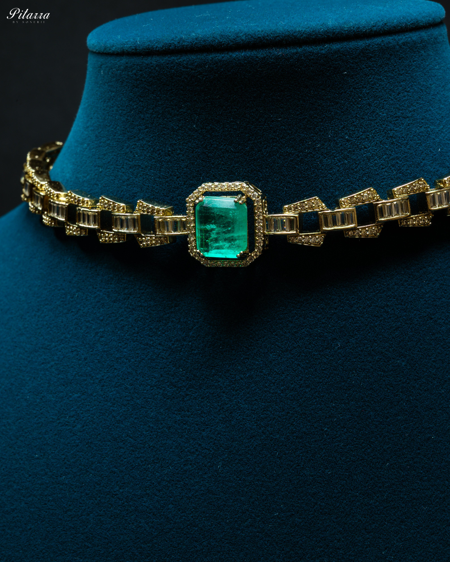 Green Stone Doublet CZ Crystal Necklace Set