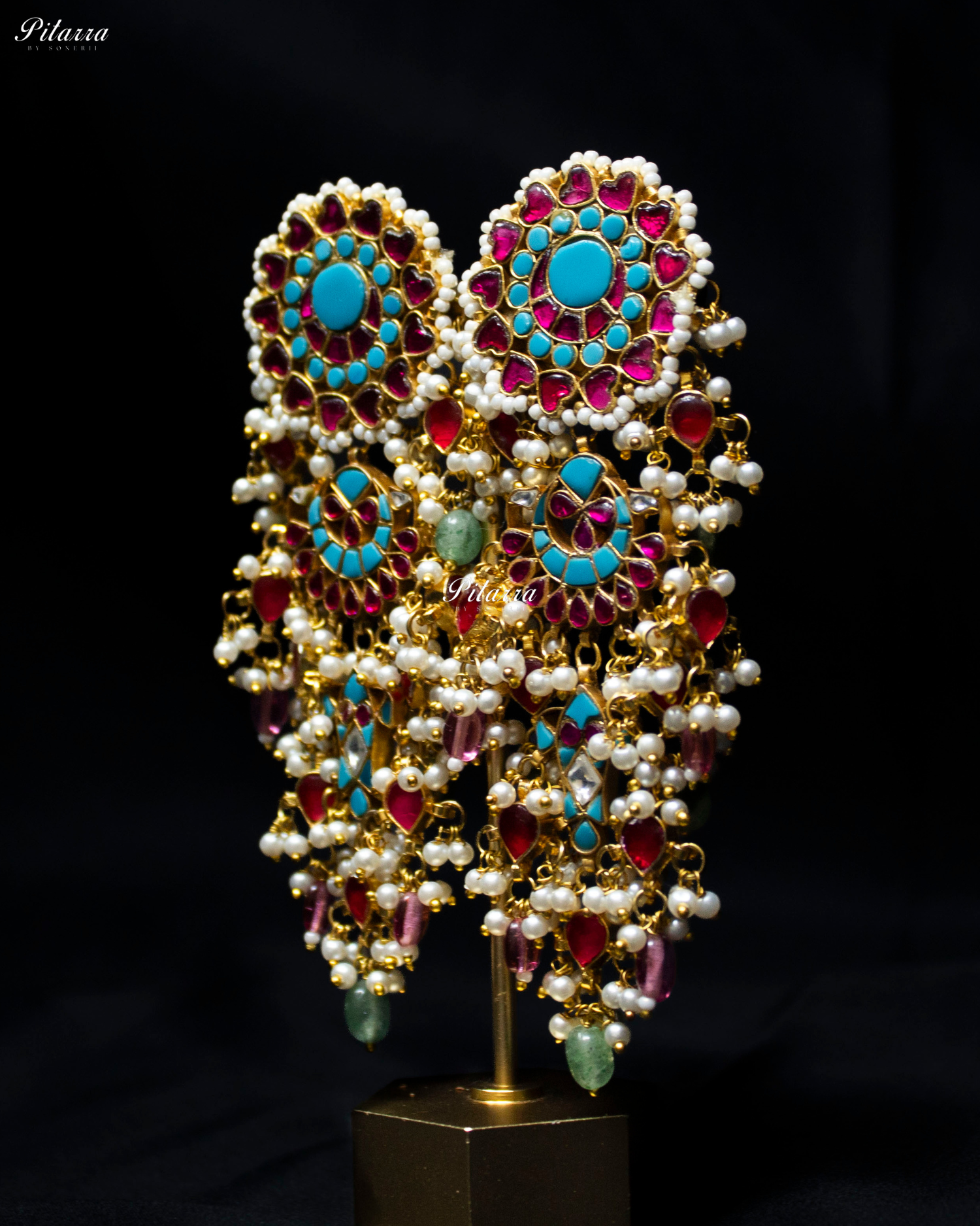 Multicolor Gold Jadau Traditional Kundan Earrings