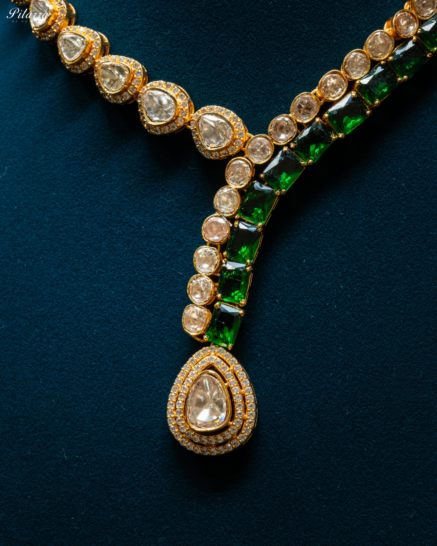 Pitarra Green Cubic Zircon Long Necklace Set