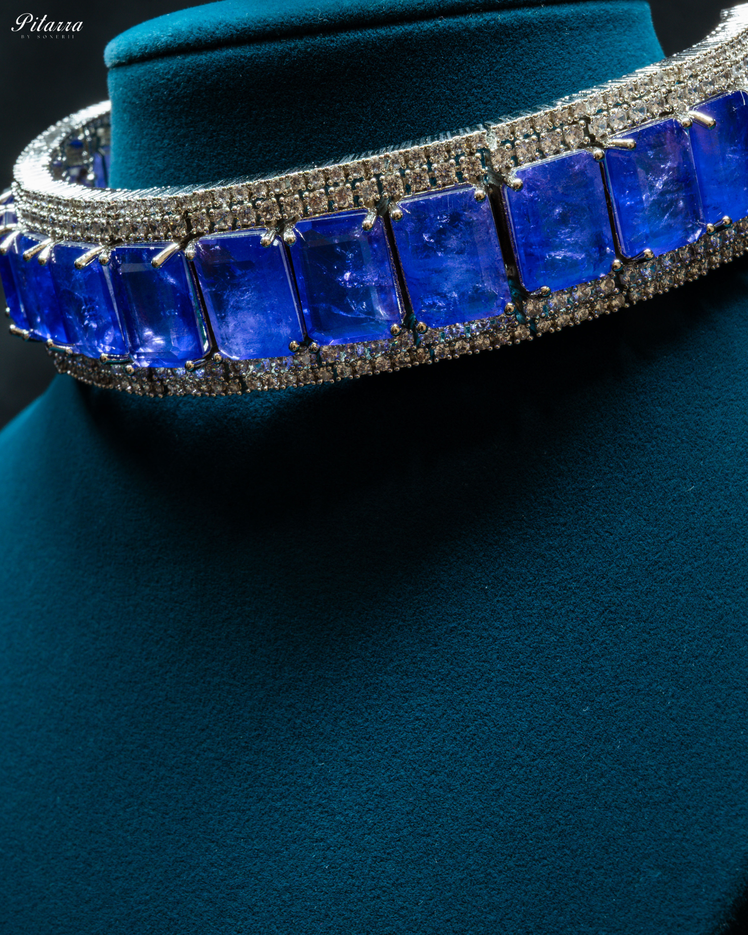 Premium Blue Stone Silver Doublet Choker