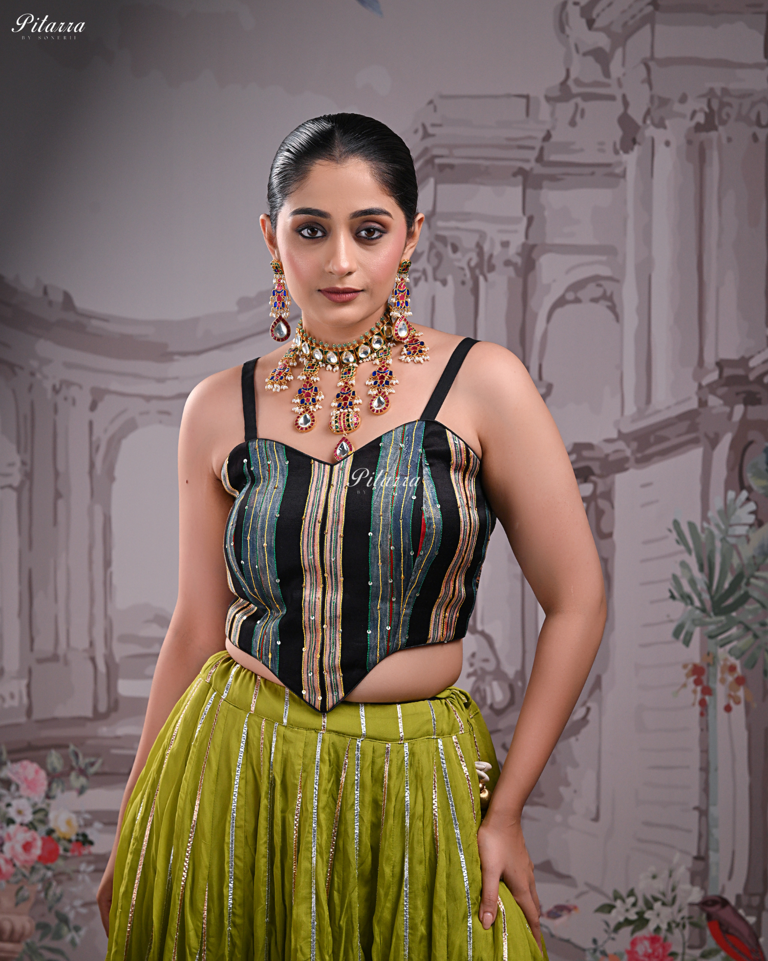 Multicolor Handcrafted Pachi Kundan Necklace Set