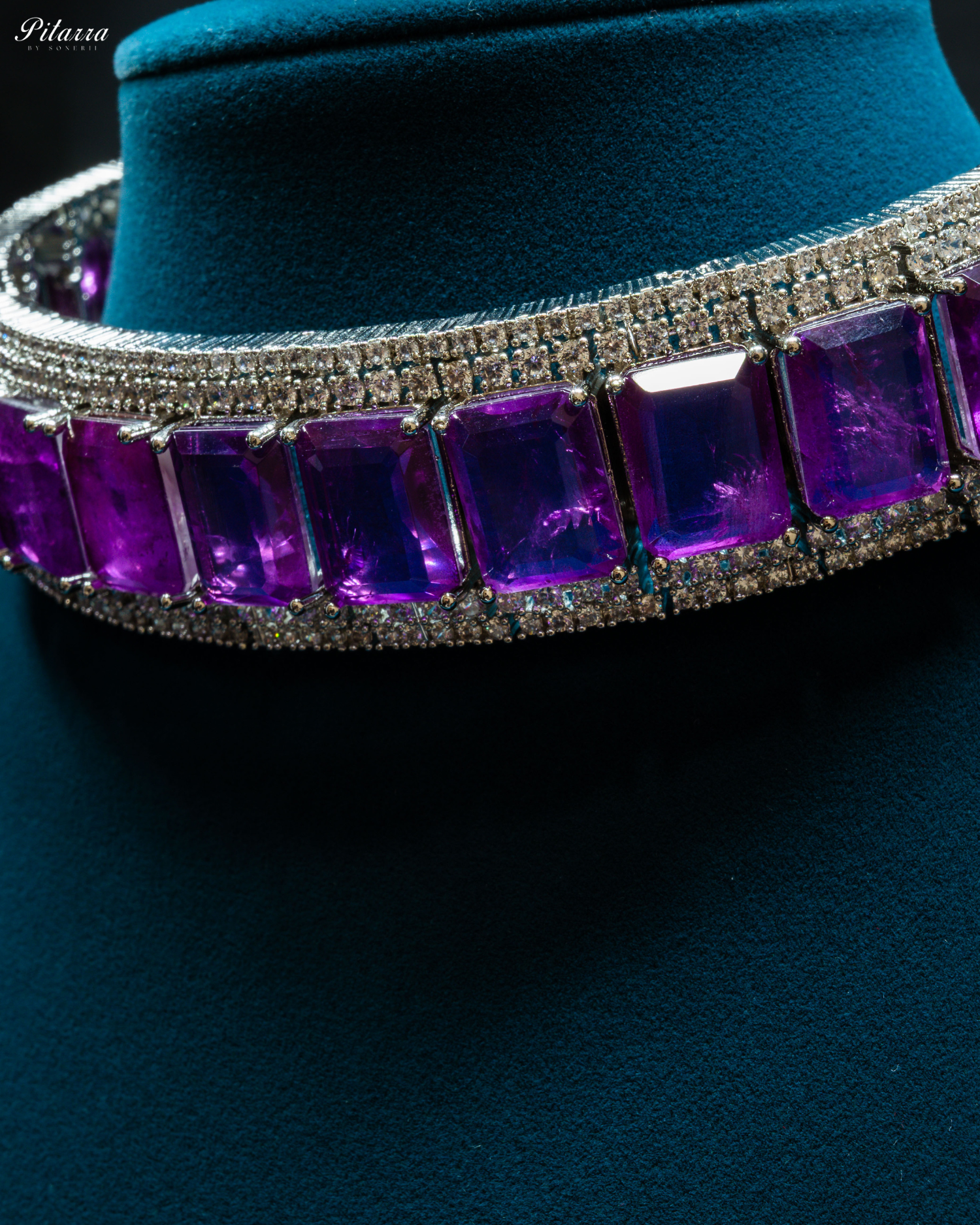 Premium Purple Stone Silver Doublet Choker