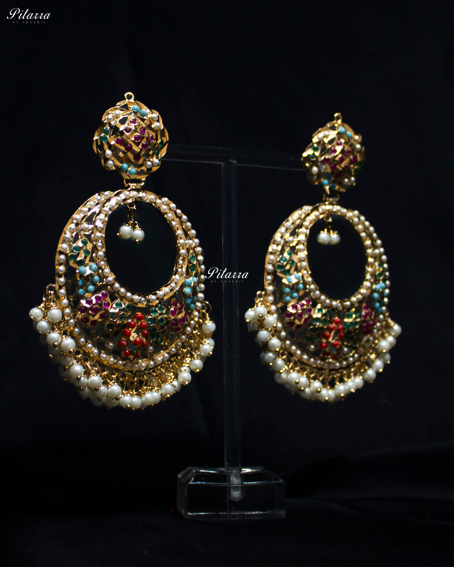 Fine Gold Plated Multicolored Chandbali Earrings