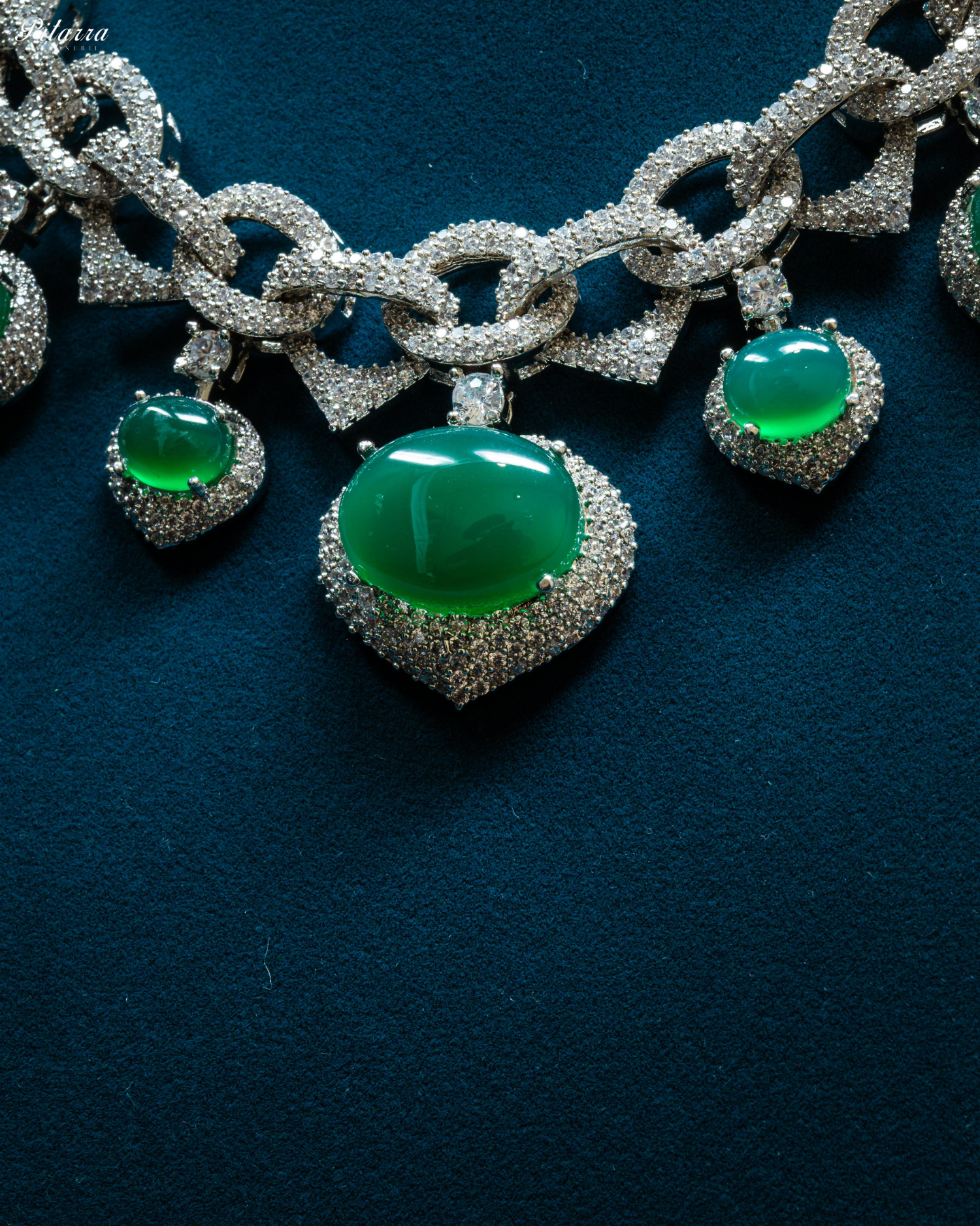 Green Doublet CZ Stone Necklace Set